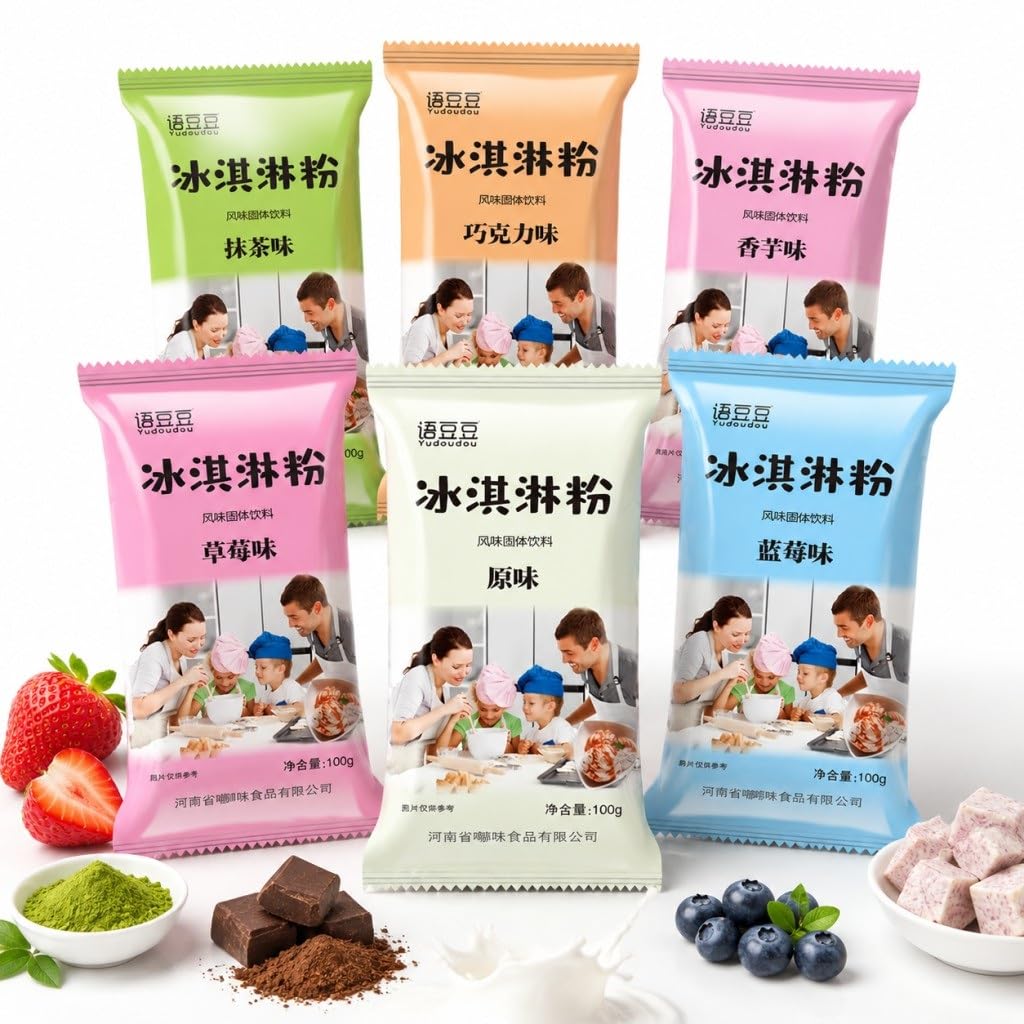 Mezcla Casera De Helado Duro En Polvo - Paquete Variado 6 Sabores (3.53 Oz X Bolsas) | No Se Necesita Máquina For Hacer Helados