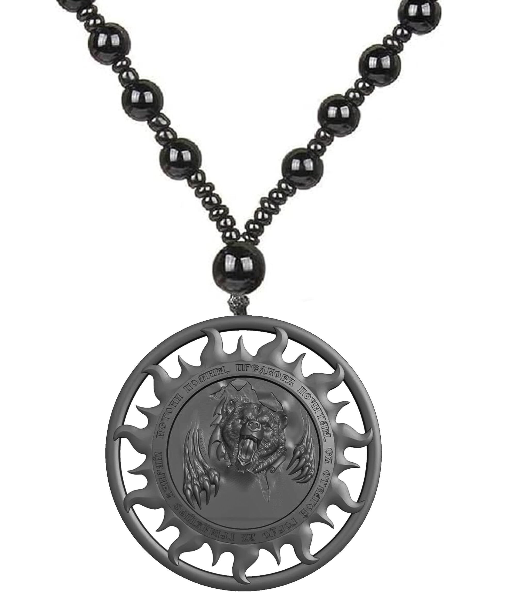 Black Bear Claw Pendant Necklace for Men charm Women Boys Girls Wilderness Inspired Jewelry with Tribal stylish Claw Design Studs men Beads Chain universal necklace gift for friend boyfriend-image-32