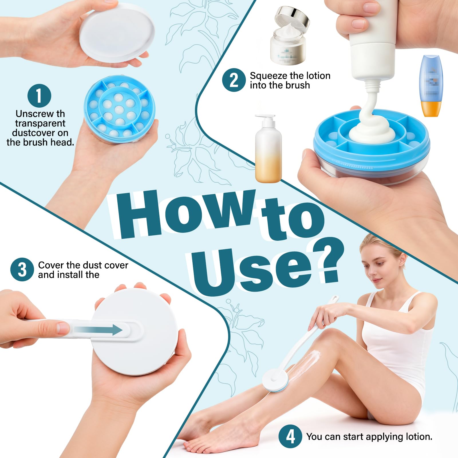 2 In 1 Applicatore Crema Schiena, 45cm Applicatore per Lozione per Schiena, Applicatore di Lozione Solare Per l'applicazione di latte per Il corpo Latte Idratante Crema Solare per Donne Uomini