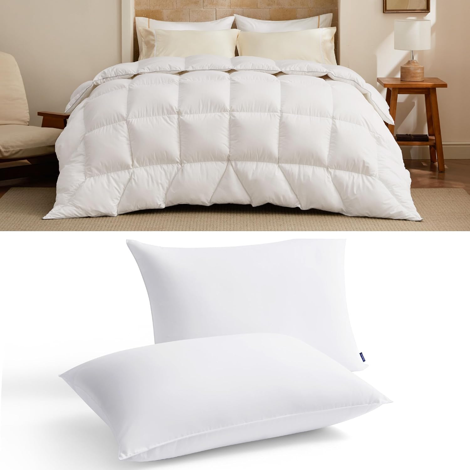 Bedsure Get Free 2pk Pillows When You purches 1 Feather Down Comforter