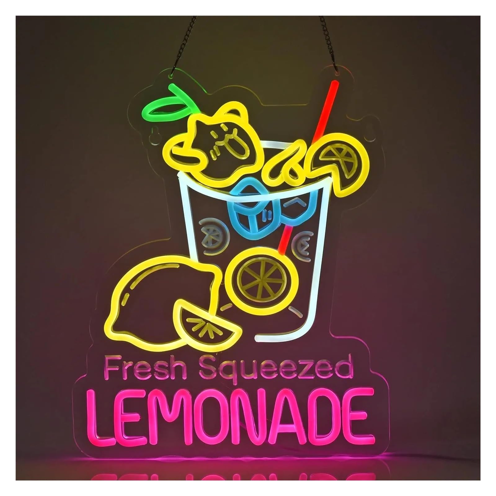 SHOUXI Sign Lamp Fresh Squeezed Lemonade Neon Sign Dimmable Light for Restaurant Shop Food Truck Market Bakeries Hanging Wall Art Decoration 11.42inx14.96in