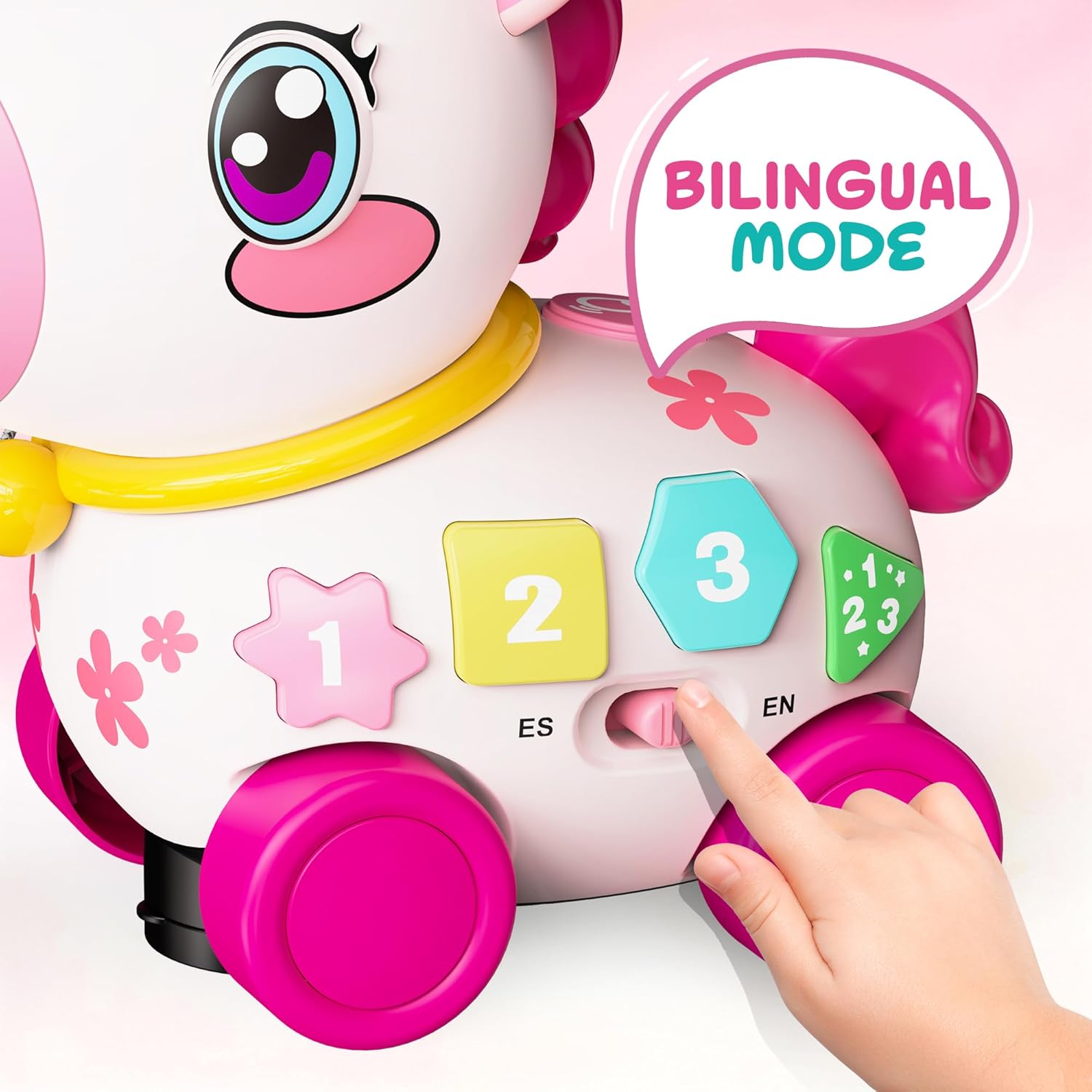 Unicorn Toys for 1 Year Old Girl Gifts, Baby Musical Learning Toys 6-9-12-18 Months, Bilingual Educational Toys with Light, Christmas Birthday Gifts for Girl & Boys