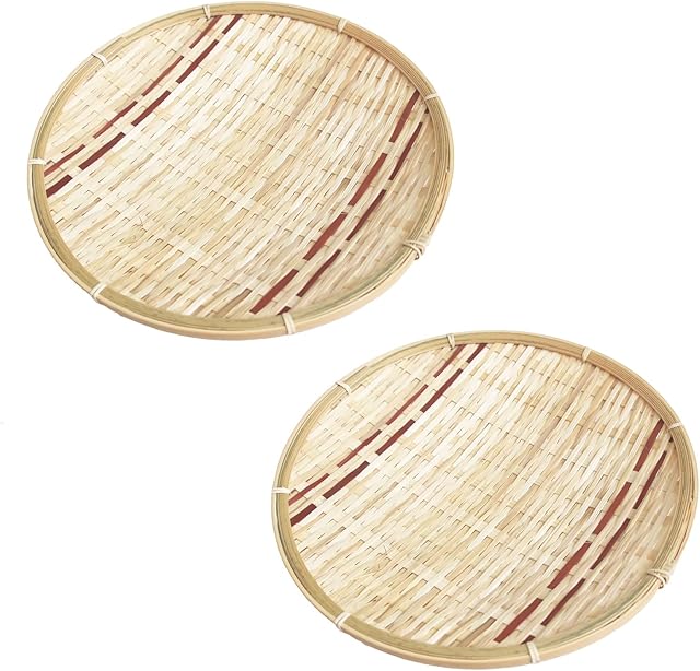 YINSHIU Bamboo Baskets Natural Color Storage Hampers Creative Vegetable Baskets for Bread BasketBamboo Fruit BowlWooden BowlSmall Wicker BasketShallow Wicker Basket