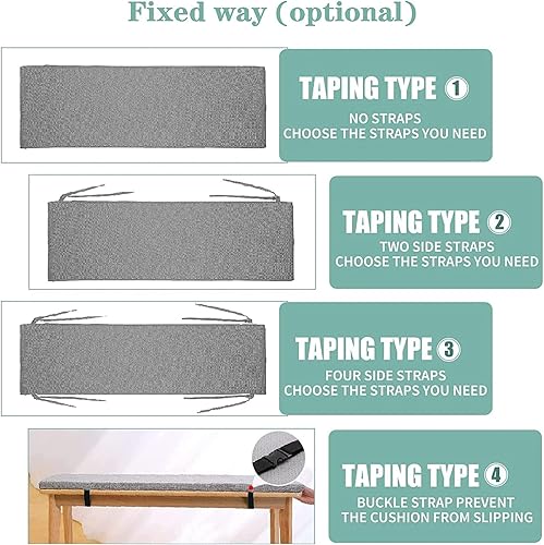 Miniatura 4 de HKX Cojín grueso de banco personalizado, cojín de asiento de ventana para ventana de bahía, otomana, cojines de cocina de jardín, una amplia