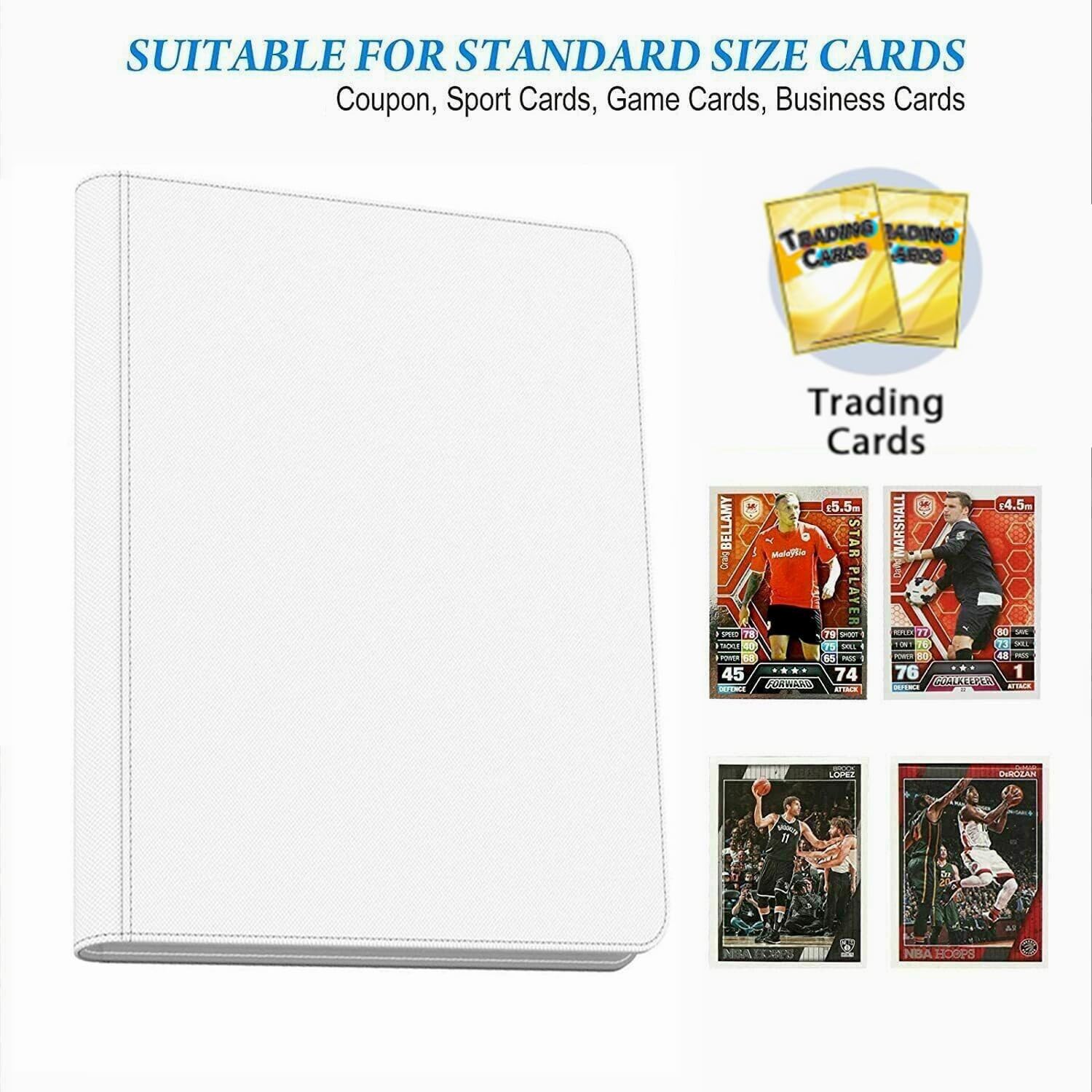 Segregator na karty 16 kieszeni, 1000+ premium segregator na karty kolekcjonerskie, dwustronny album kieszonkowy, segregator na karty bez pierścieni, do MTG, TCG, karty sportowe (biały)