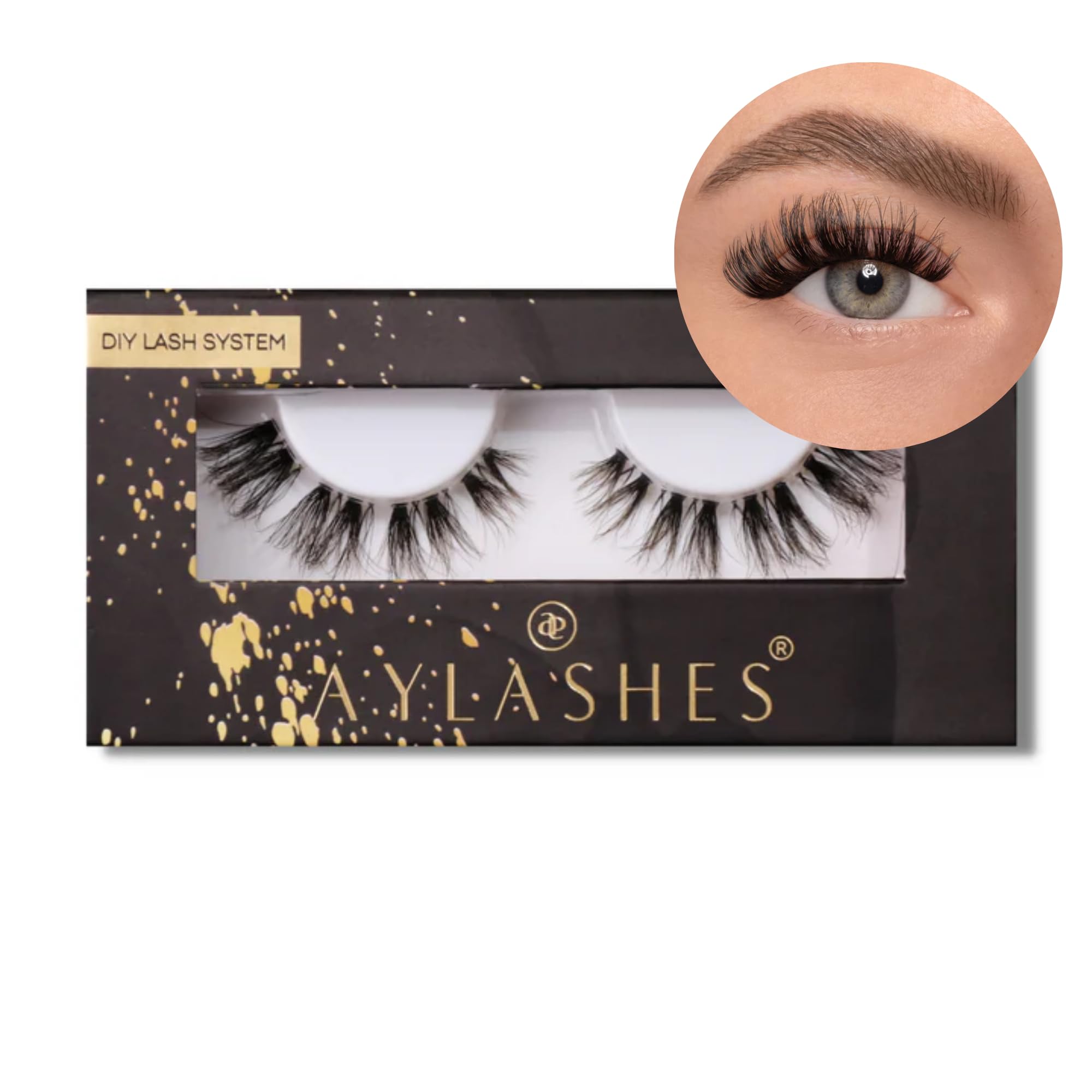 AYLASHES - DIY Wimpernextensions Single Box THE STAR | 1 Paar Wimpern | bis zu 7 Tage Halt | Wimpern DIY Set für zu Hause | künstliche Wimpern | Klebewimpern | lash extension set
