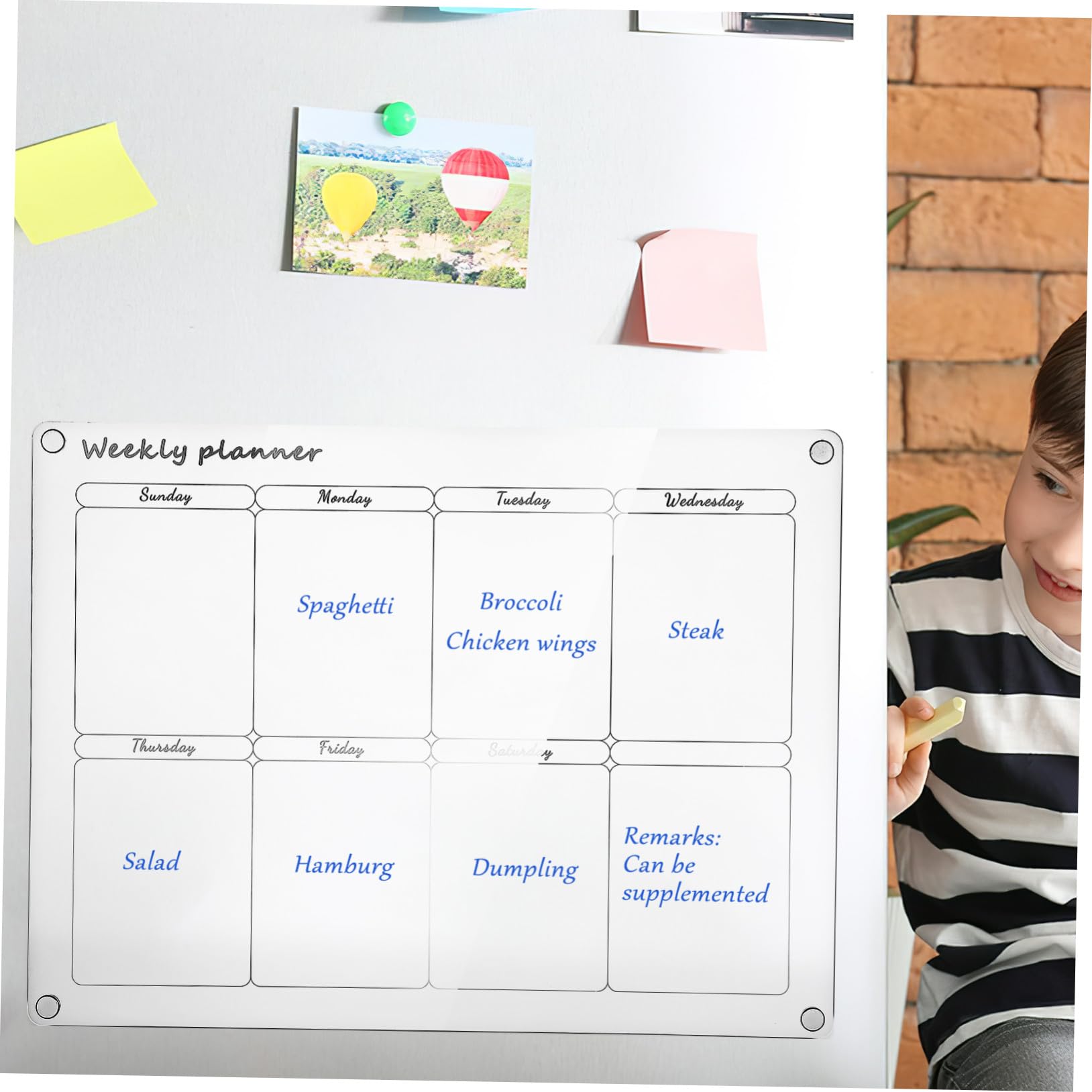 Artibetter Transparente Acryl Planungstafel 400x300mm mit Wochen und Monatsplaner Rutschfest Magnetisch Whiteboard zur Termin und Listenplanung für Küche Büro Familie