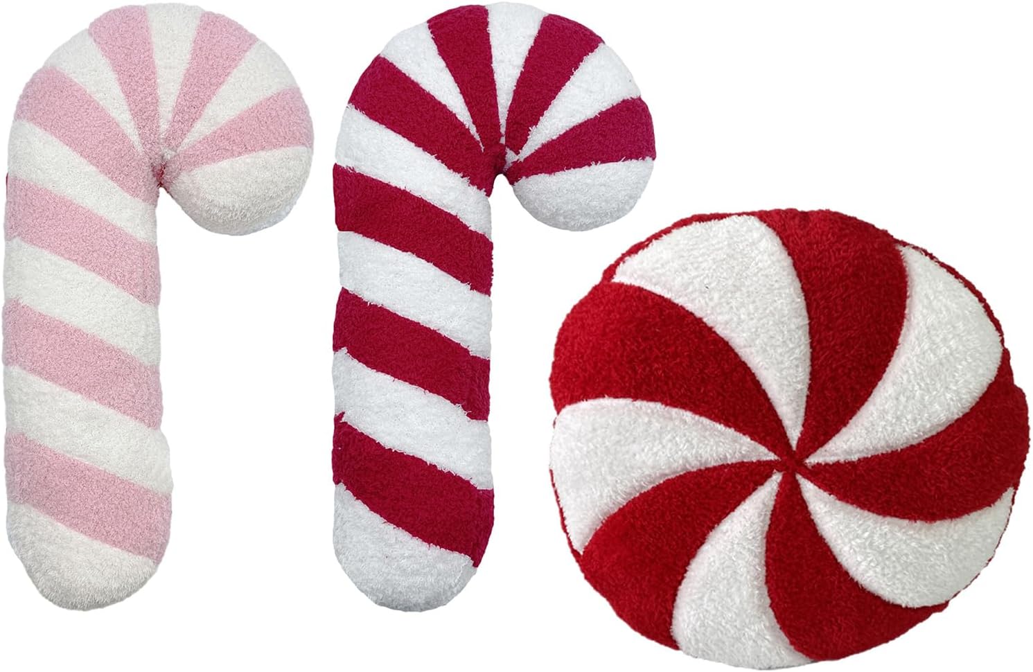 Candy Cane Plush Throw Pillow Christmas Decorations Soft Fluffy Candy Cane Pillow Stuffed Lollipop Plush Pillows Couch Sofa Decor for Christmas