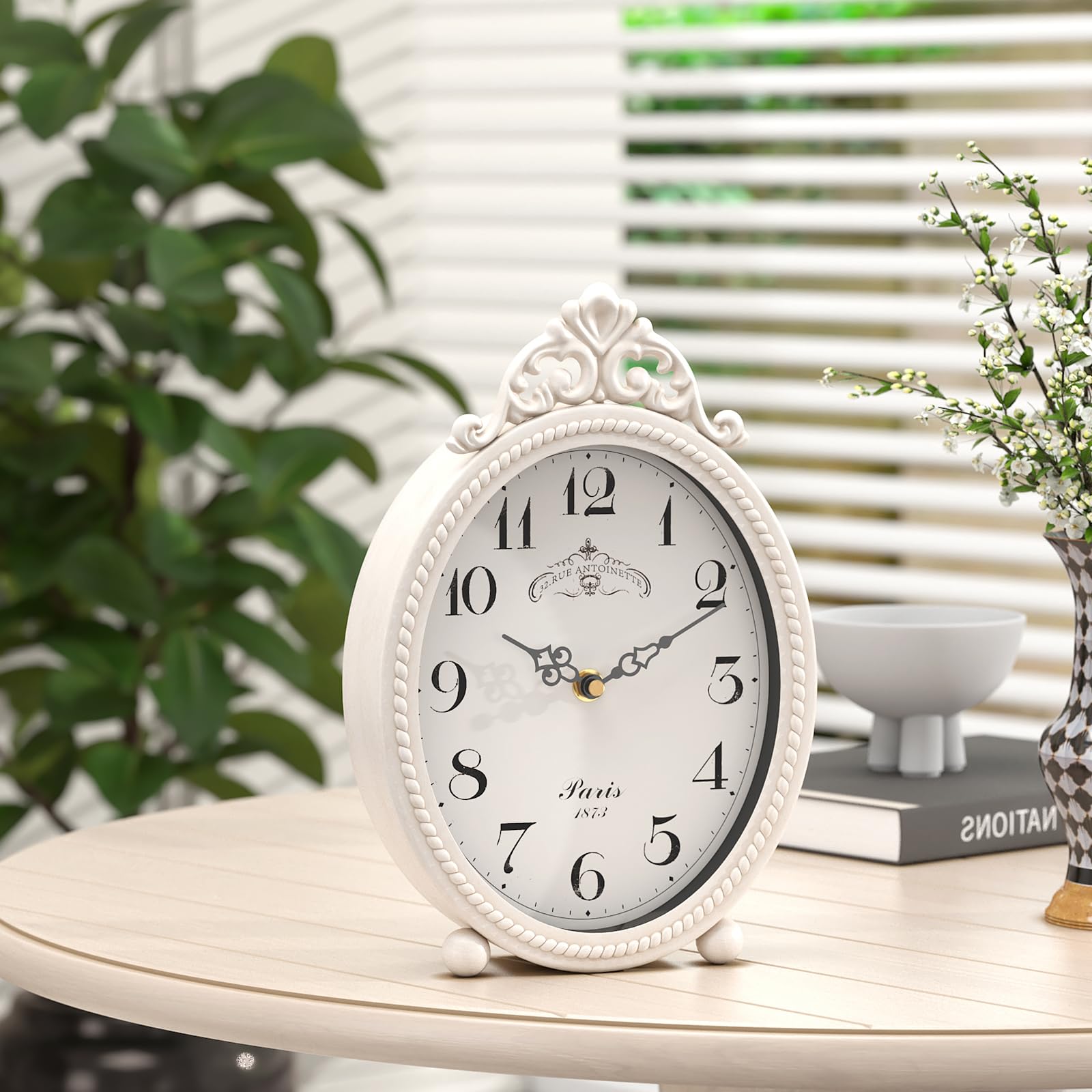 Vintage French Table Clock - Antique White -7 Vintage French Table Clock - Antique White -7