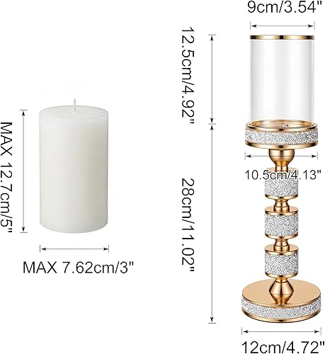 Miniatura 8 de Portavelas de pilar a prueba de viento, portavelas de metal para huracanes, portavelas de cristal para centros de mesa, decoración del hogar, boda