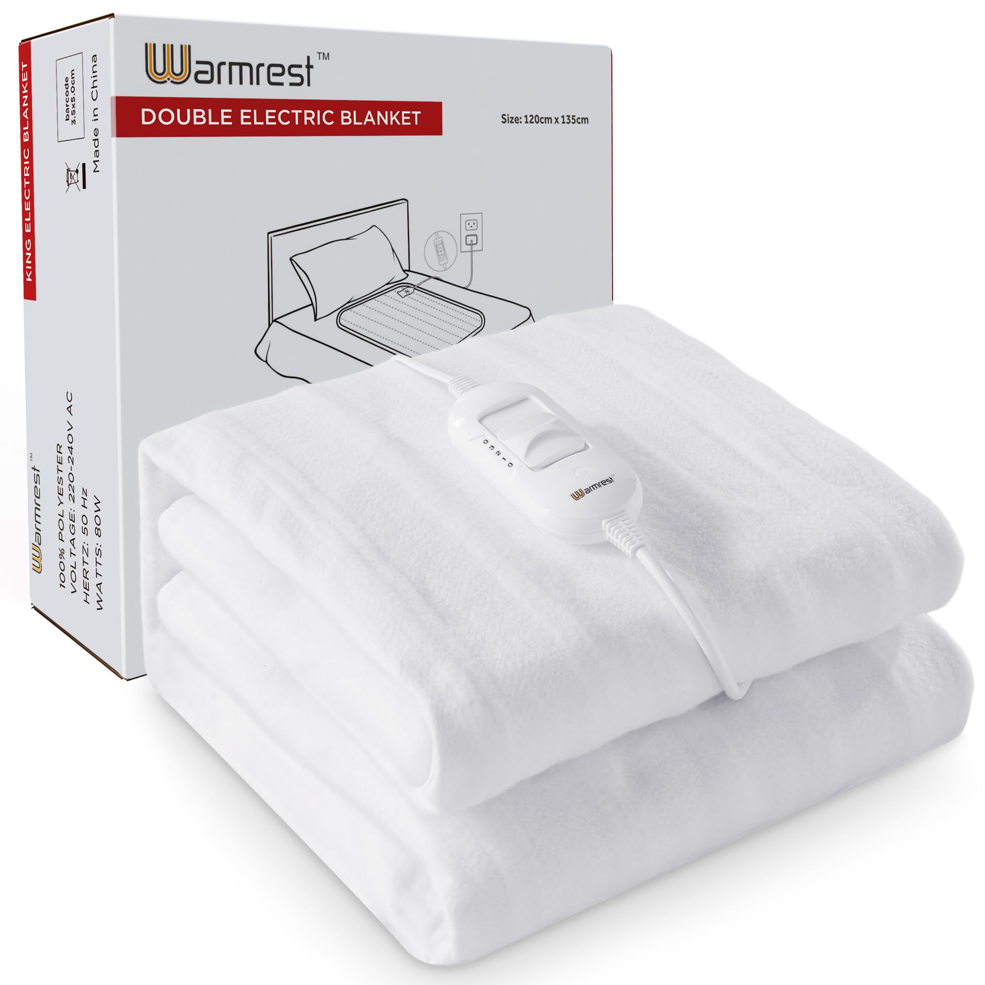 Electric Blanket Double Heated Electric Underblanket with Detachable Controller 3 Heat Set...