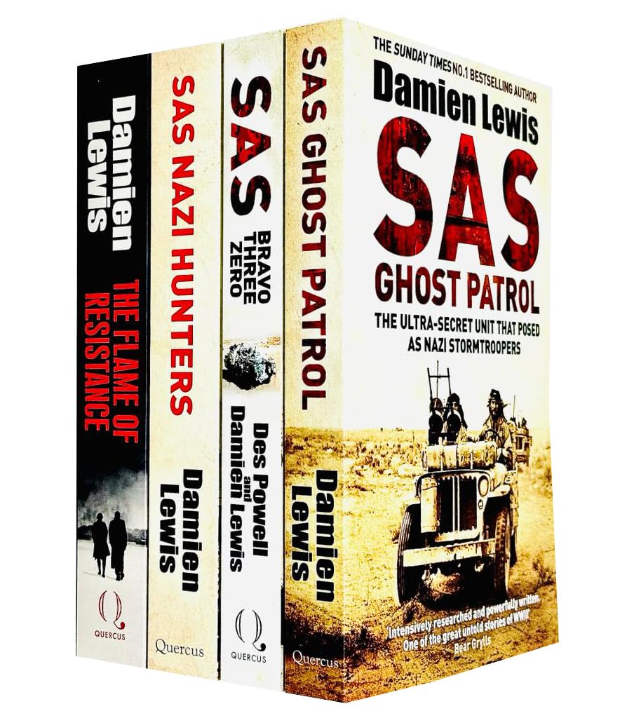 Damien Lewis Collection 4 Books Set (SAS Ghost Patrol, SAS Bravo Three Zero, SAS Nazi Hunters & The Flame of Resistance)