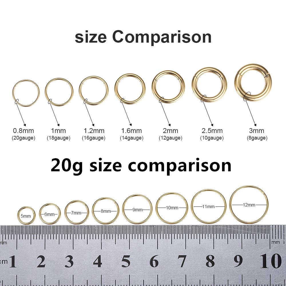 ORANGELOVE Hypoallergenic Nose Rings 20G 18G 16G 14G 12G 10G 8G 316l Surgical Steel Septum Jewelry Hinged Segment Ring Body Piercing Nose Hoop Lip Rings Nose Helix Cartilage... - Image 4