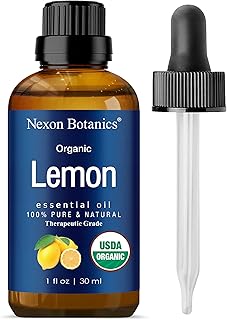 Organic Lemon Essential Oil 30 ml - Natural, Pure Lemon Oil - Therapeutic Grade - Excellent Air Freshener - Perfect for Ar...