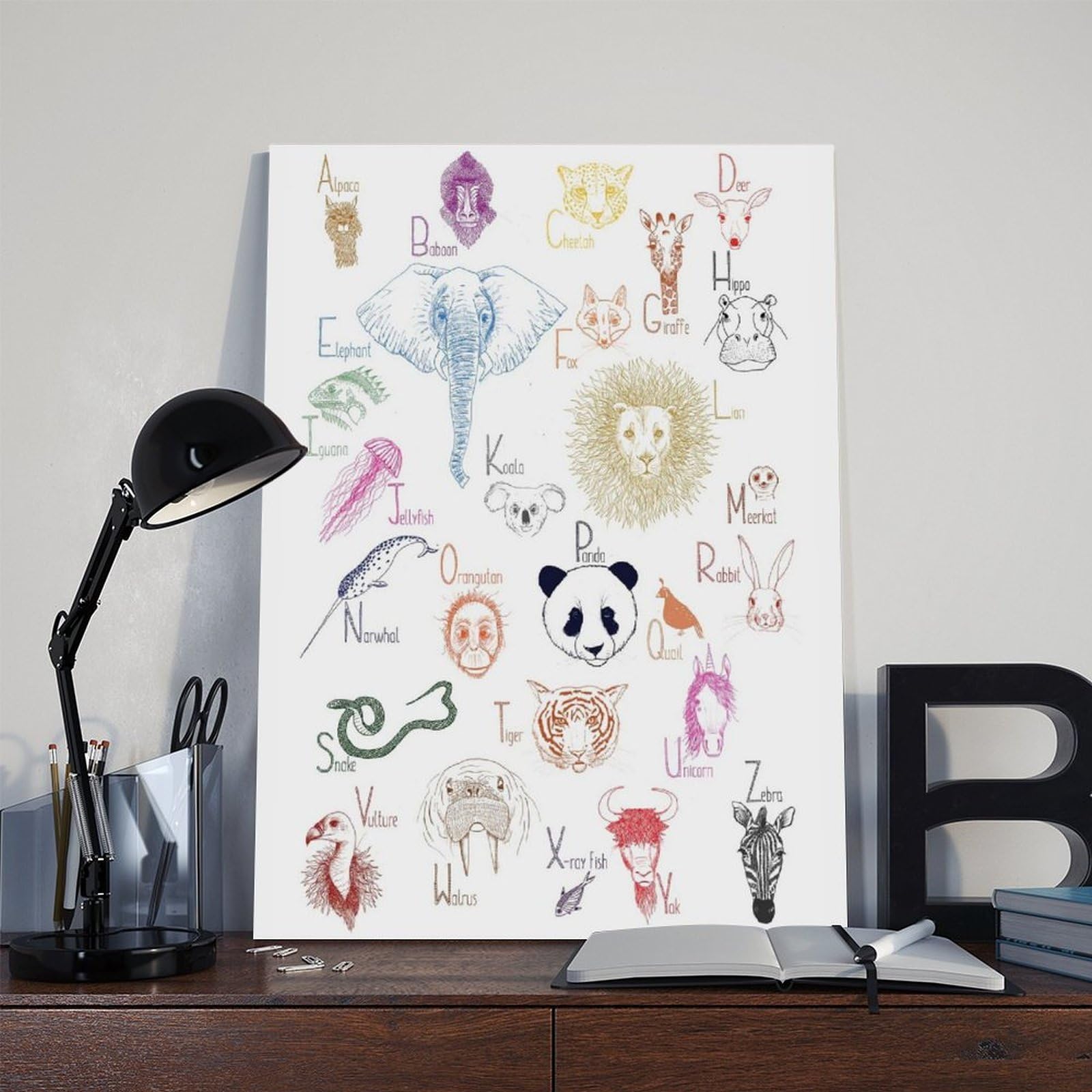 QIOTBVV Poster éducatif sur toile de l'alphabet pour enfants - Décoration murale pour salon, chambre à coucher - 61 x 91,4 cm (L x l)