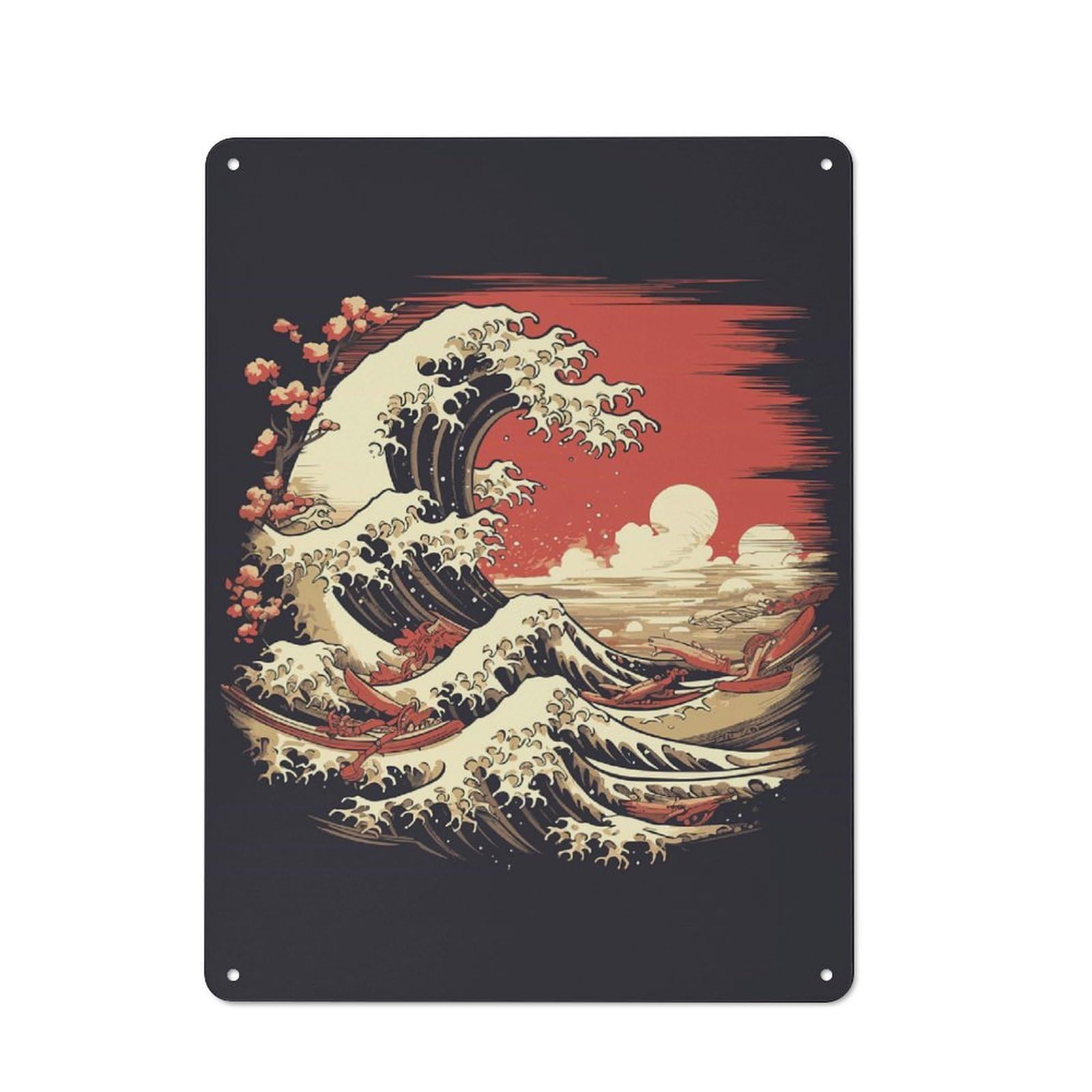 Junmoney Vintage Japan Landscapes Smart Office Metal Sign 40X30cm, Study Room Decor For Home Office, Reading Corner Or Bedroom