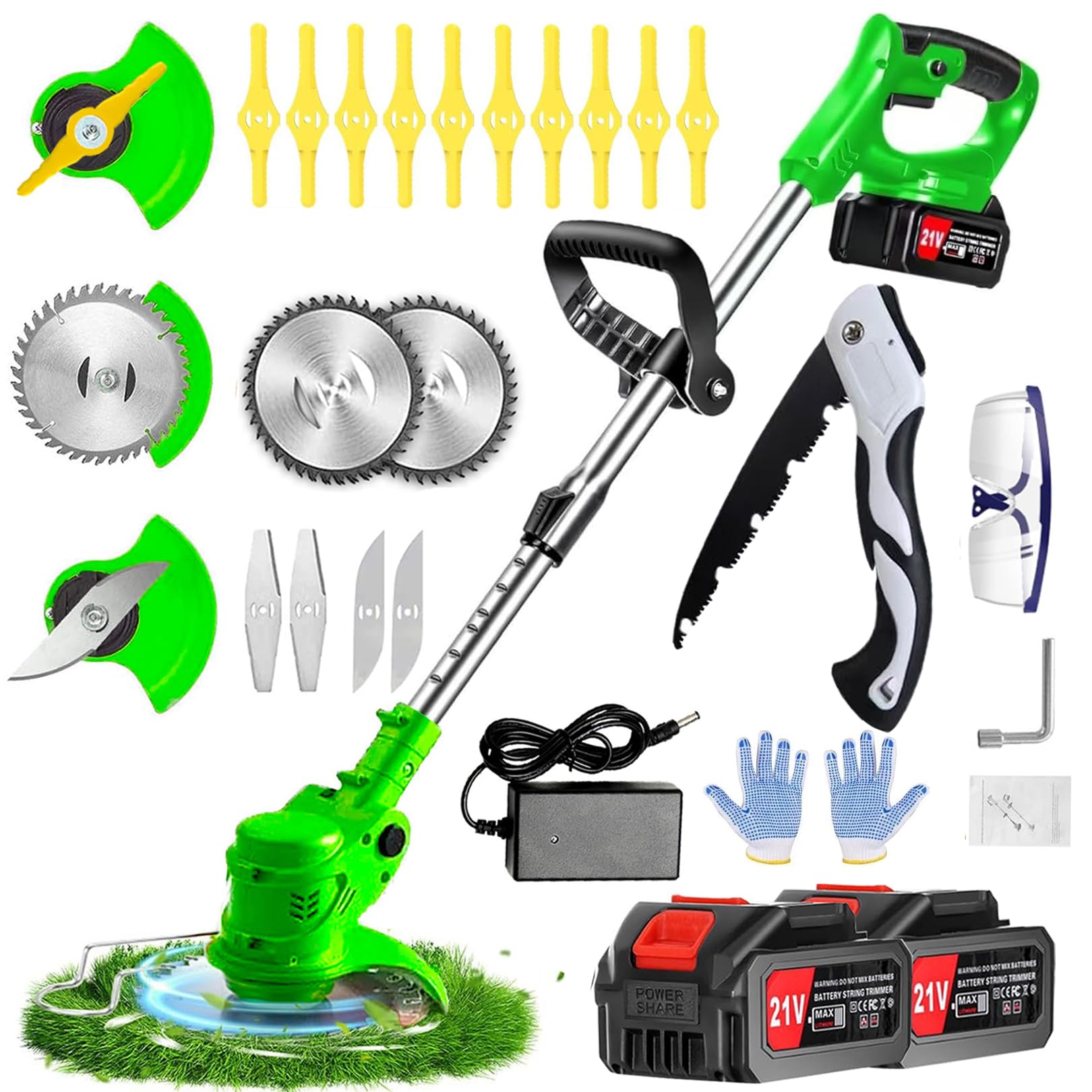 Desbrozadoras electrica, Desbrozadora Batería, Cortabordes Bateria 21 V, Cortabordes electrico 4 en 1,Desbrozadora Longitud retráctil, Adecuado para Jardines, céspedes,Villas. — view 7