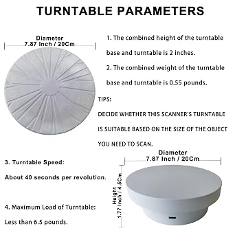 Turntable for 3DMakerpro Fox Moose/Moose Lite Seal/Seal Lite 3D Scanners