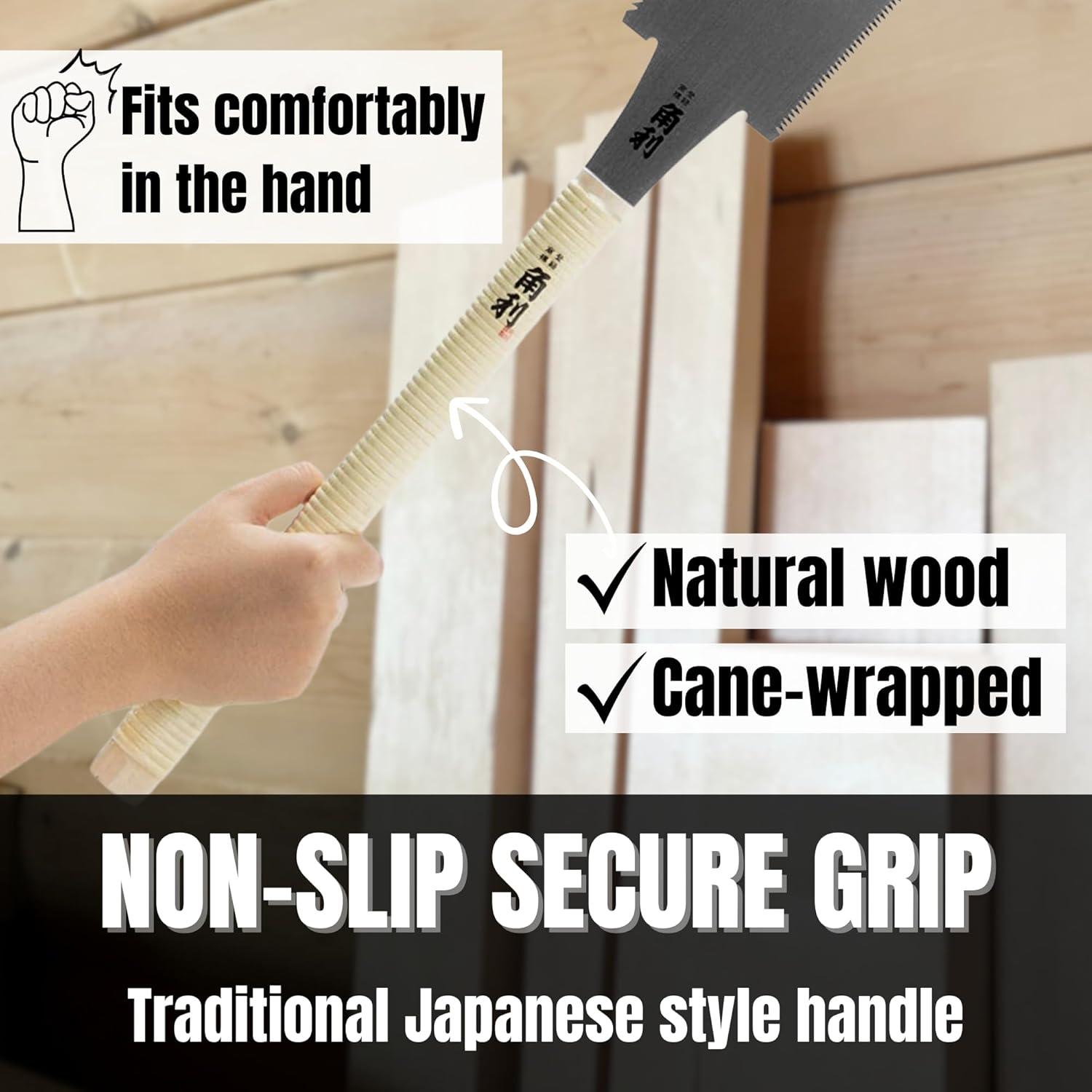 KAKURI Extra Large Japanese Pull Saw 10.5" for Woodworking - Ryoba Double Edge Hand Saw with Blade Cover for Rip & Crosscut - Heavy Duty Fixed Blade - Made in Japan