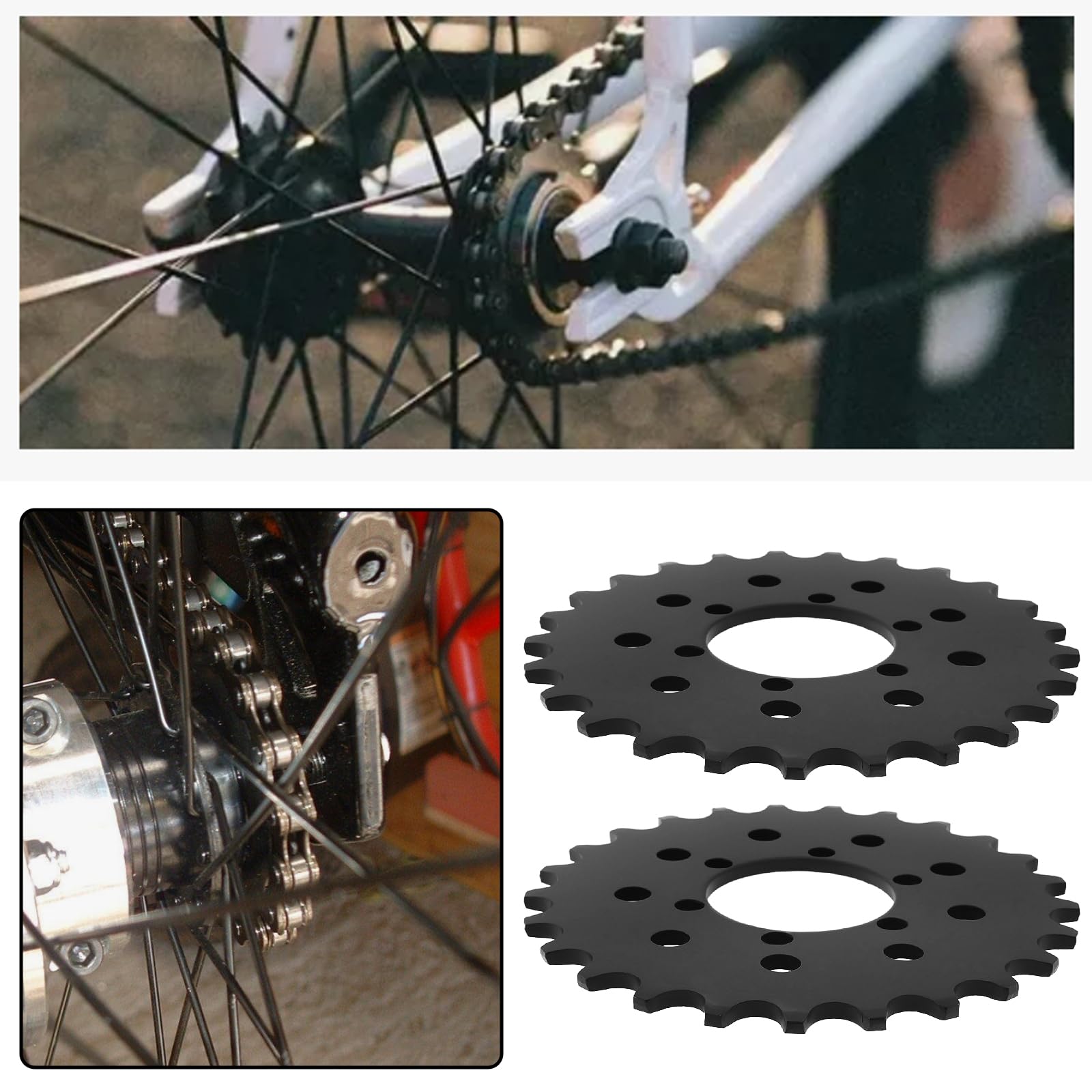Image secondaire de Lot de 2 Pignons Fixes eMagTech 25D pour Vélo - 105 mm Noir