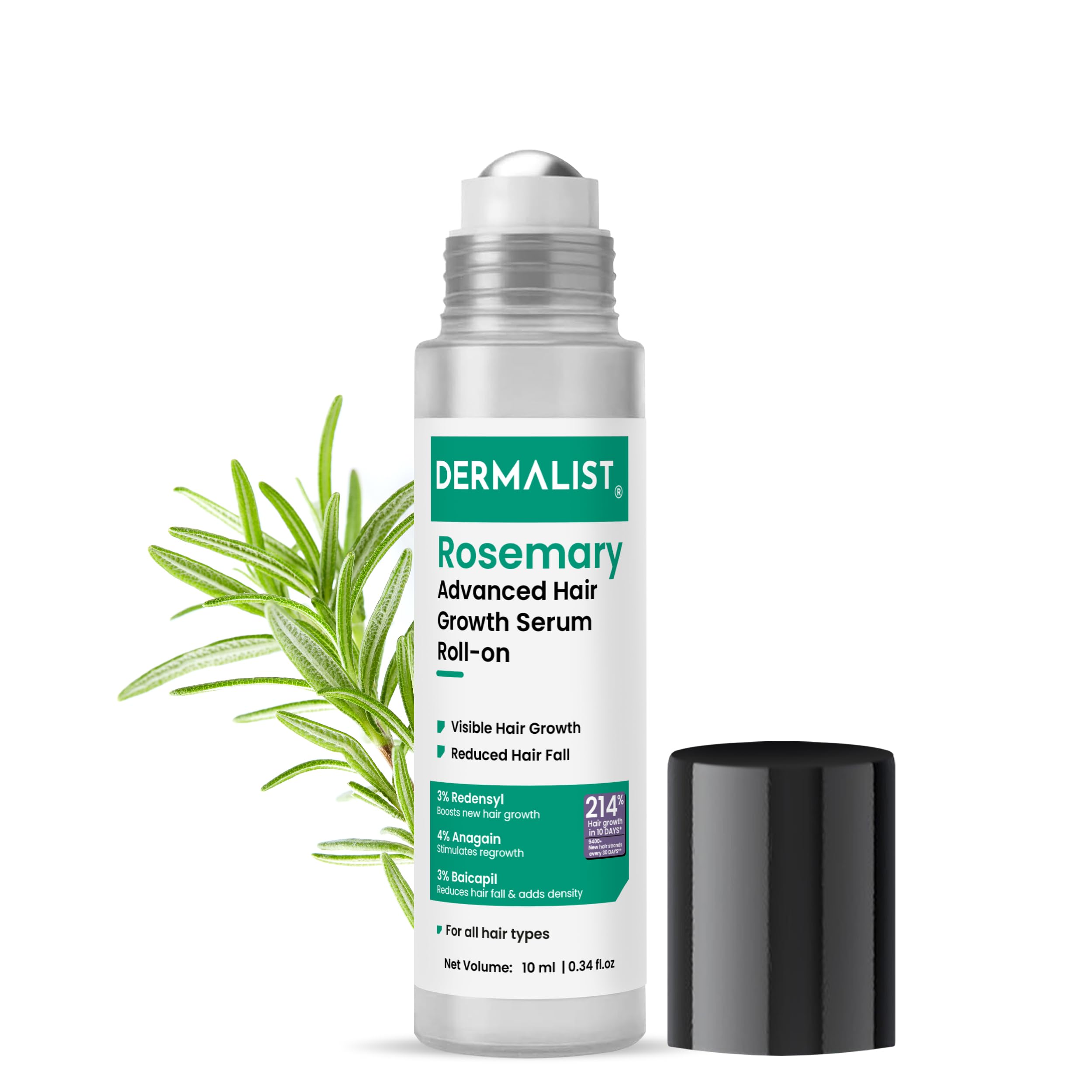 Dermalist Rosemary Hair Growth Advanced Serum Roll-On | With 3% Redensyl®, 4% AnaGain™ & 3% Baicapil™ | Easy to Use | Mess-free | Prevents Hair Fall & Stimulates Hair Follicles | For All Hair Types | 10ml-image-37