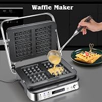 AMZCHEF 4 az 1-ben kontaktgrill, waffelsütő és szendvicssütő 2000W, antihaftbevonatos lemezek 6
