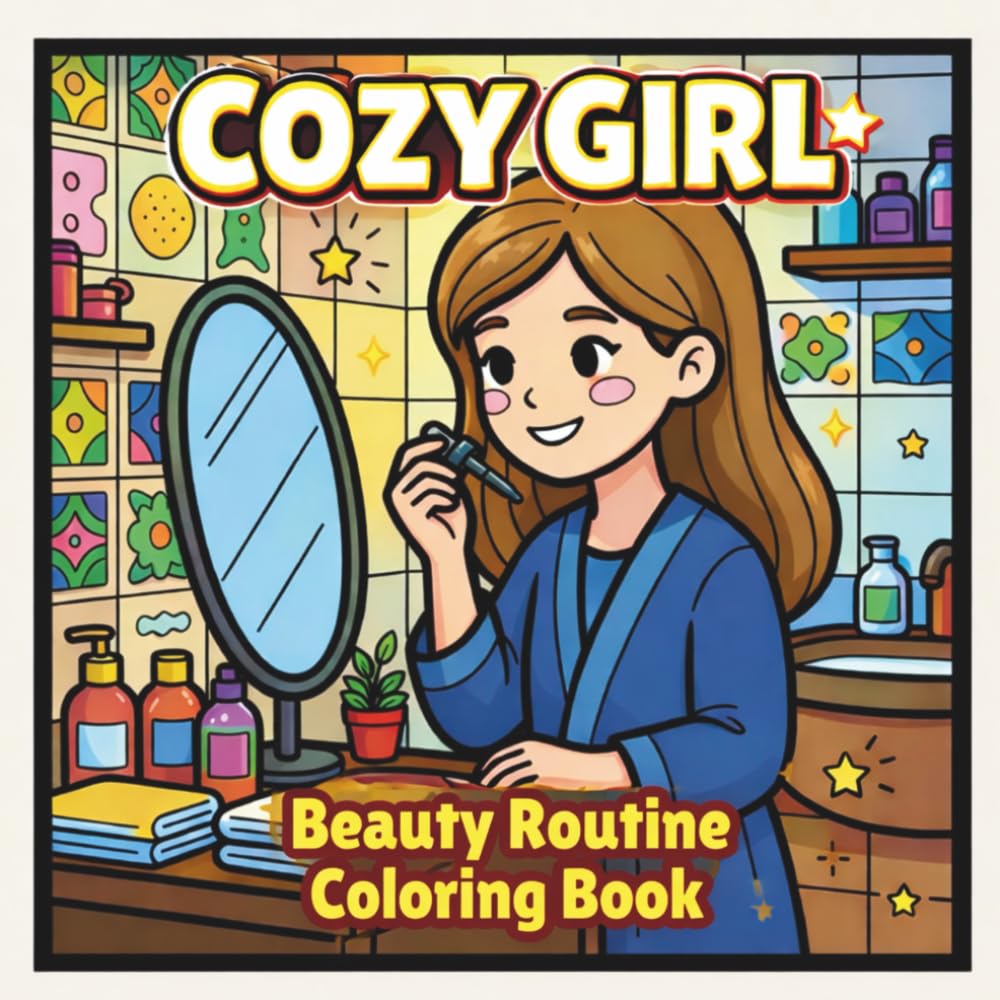 Cozy Girl Beauty Routine Coloring Book: Clear Line Art with Relaxing Skincare & Vanity Scenes (Cozy Aesthetic Lifestyle Coloring Series)