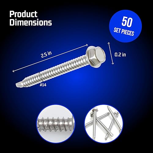 Miniatura 83 de Tornillos autoperforantes de cabeza hexagonal de acero inoxidable, tornillos autotaladradores, elegir tamaño y cantidad., #10