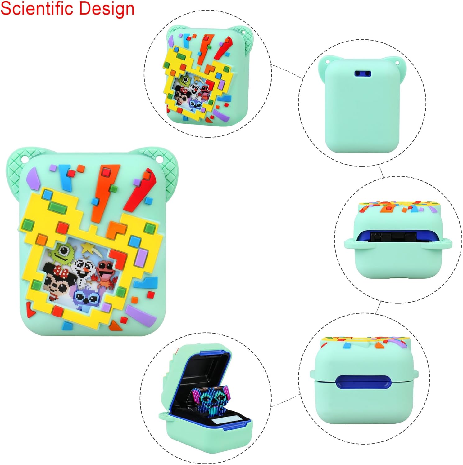 Elonbo Silicone Protective Case for Interactive Kids' Toys, Virtual Storage Cover, Electronic Pets Holder, Green