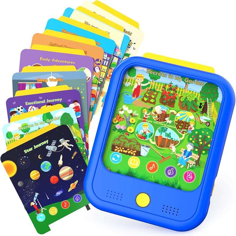 Actualice la tableta de aprendizaje para niños Almohadilla de aprendizaje educativa para niños pequeños de 2 a 5 años para aprender alfabetos, números, alimentos, tiempo, música, vehículos, tableta de juguete para niños pequeños de 2, 3, 4, 5 y 6 años | Tarjetas flash parlantes español-inglés, juegos interactivos, juguete Montessori sin pantalla, regalos de aprendizaje para niños de 2 a 6 años