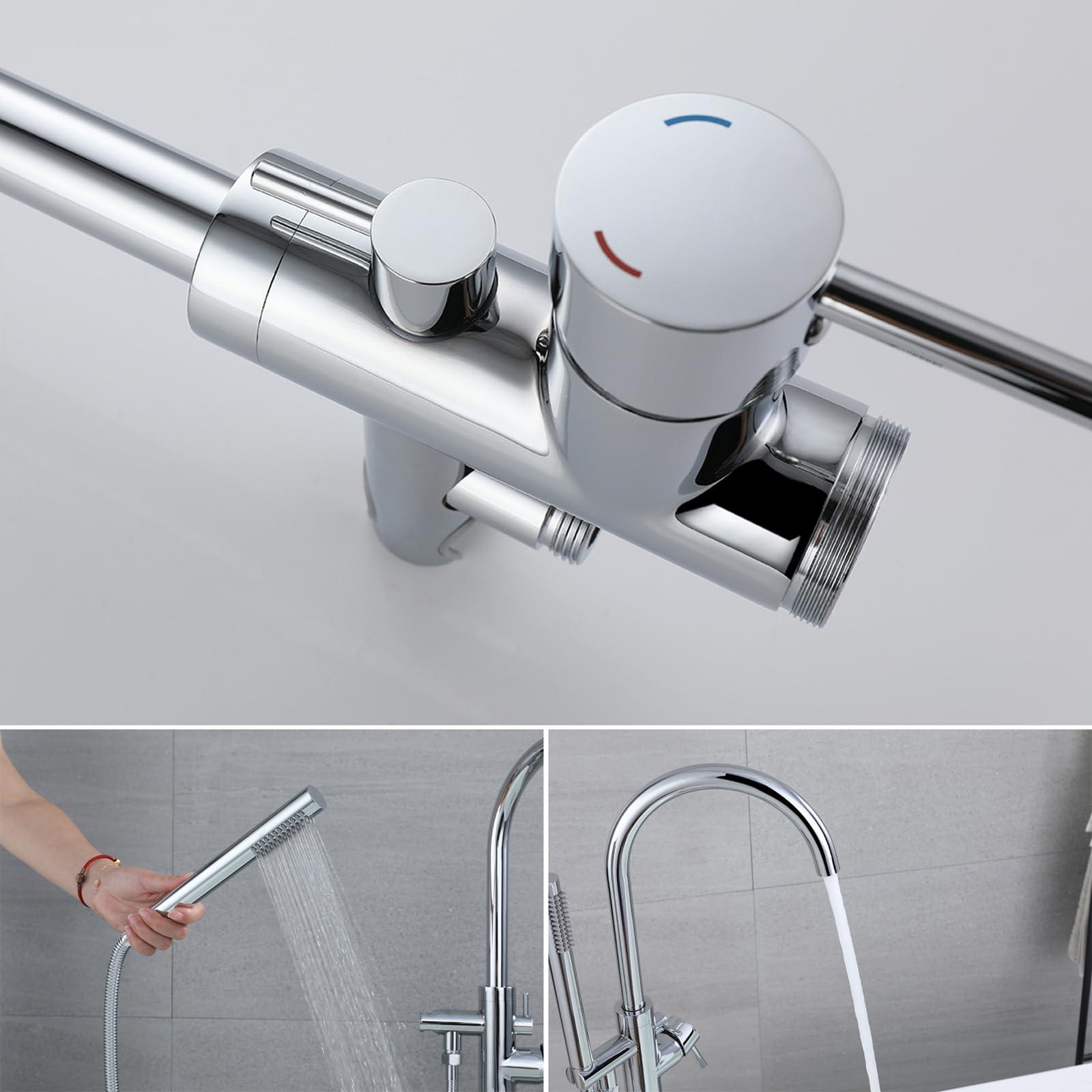 Freestanding Vasca Da Bagno Doccia Miscelatore Rubinetto Design A Collo D'oca Singola Maniglia Acqua Calda e Fredda Ch h Moderno Bagno Rubinetto Slish Soffione Combo