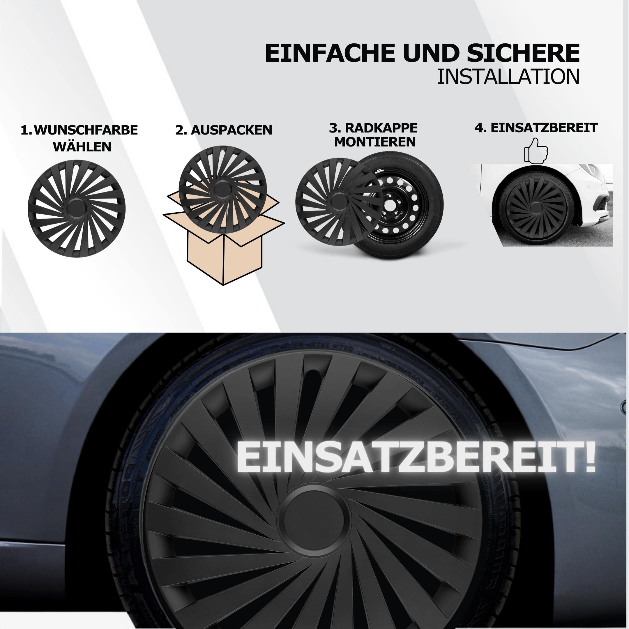 Copricerchi 16 Pollici Neri Set da 4 Imperium per Cerchi in Acciaio | Coppe ruote e borchie copricerchio, resistenti a ruggine e intemperie, montaggio a clip, per la maggior parte delle auto