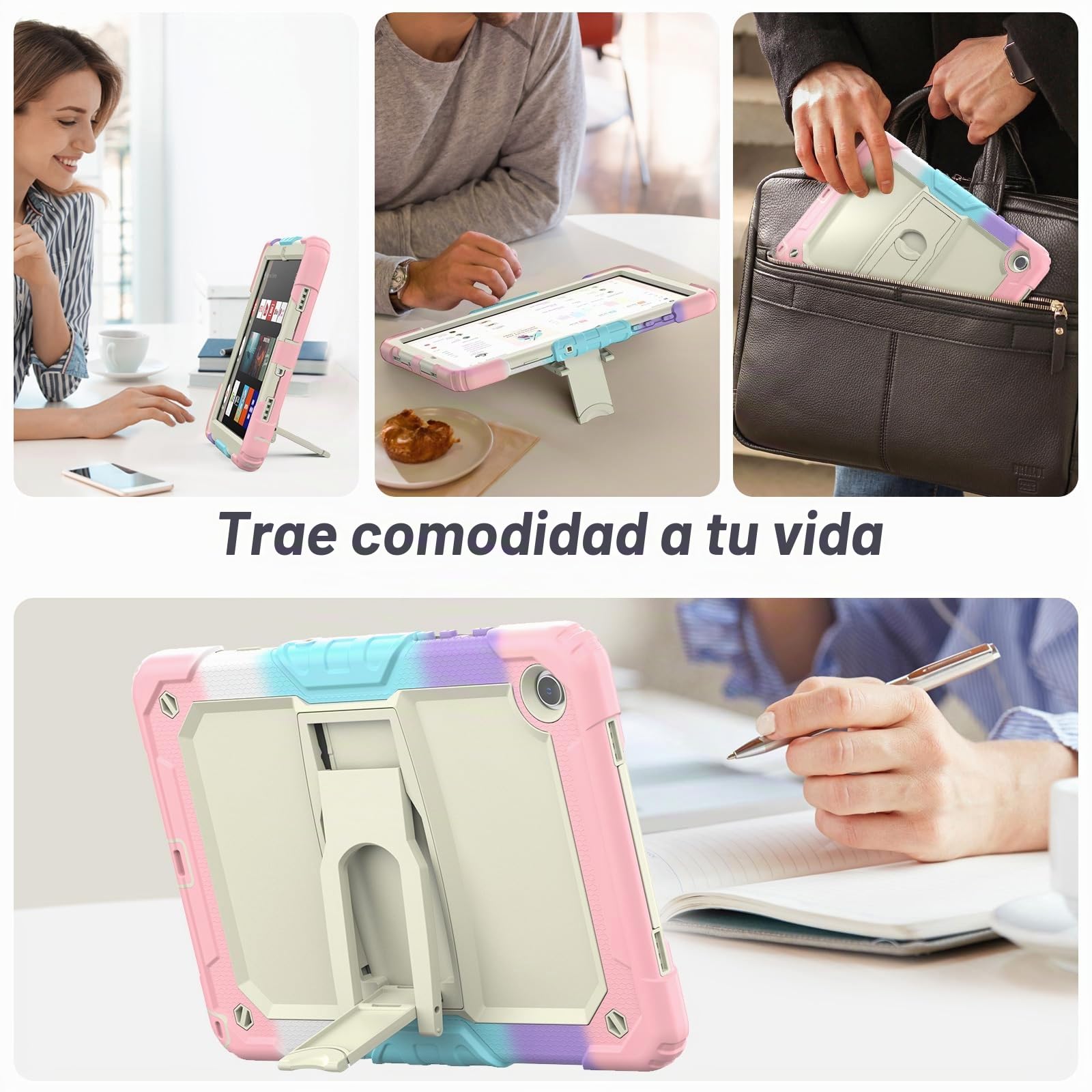 SEYMAC Funda para Samsung Galaxy Tab A11+ Plus/A9+ 11"(2025/2023), Funda Tab A11 Plus a Prueba de Golpes con Protector de Pantalla/Soporte Plegable/Correa para el Hombro, SM-X230/X235/X236B, Rosa