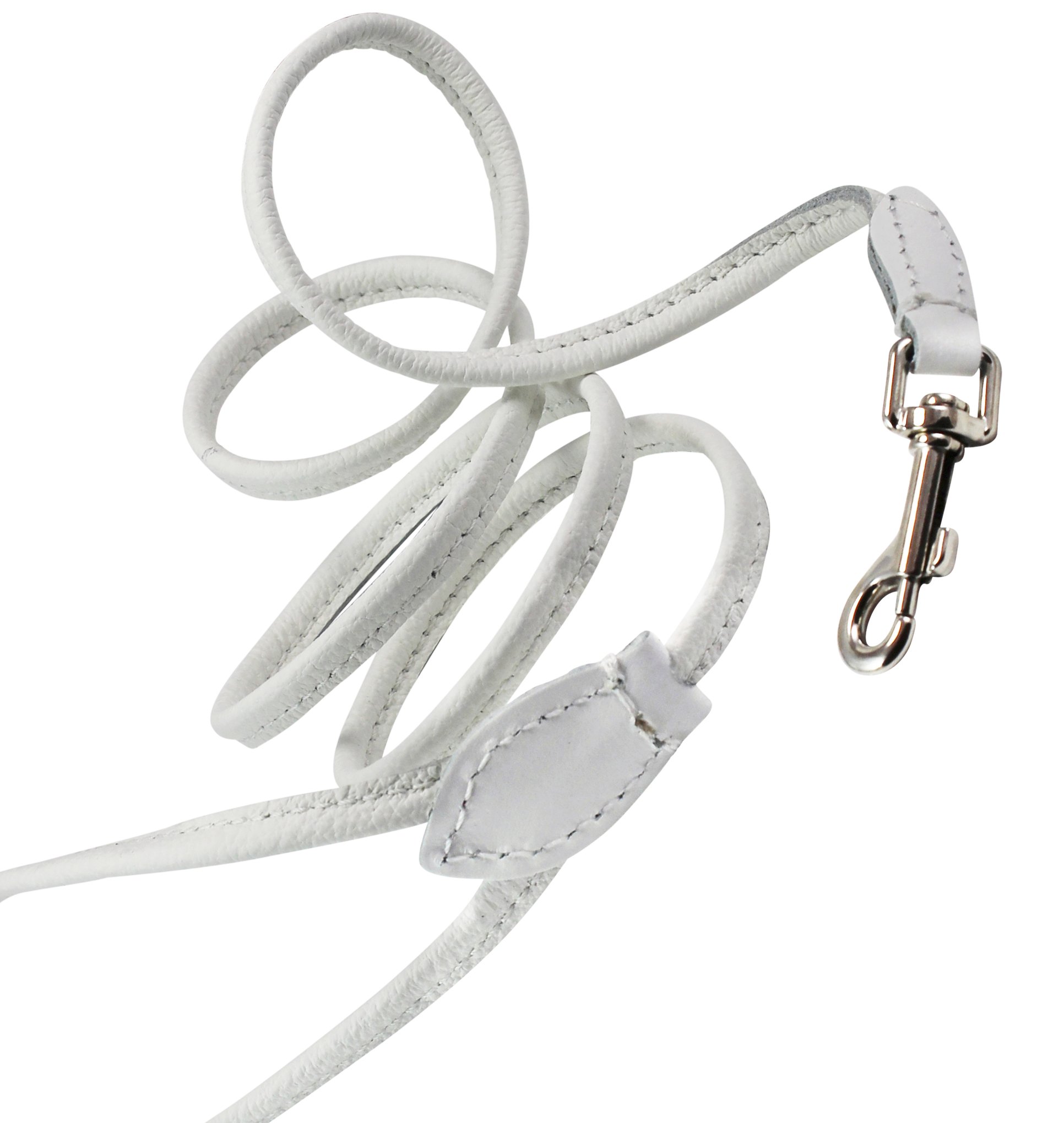 Dogs My Love 4ft Long Round Genuine Rolled Leather Dog Leash White (X-Small: 1/4 (6mm)), X-Small: 1/4" (6mm) - Image 3