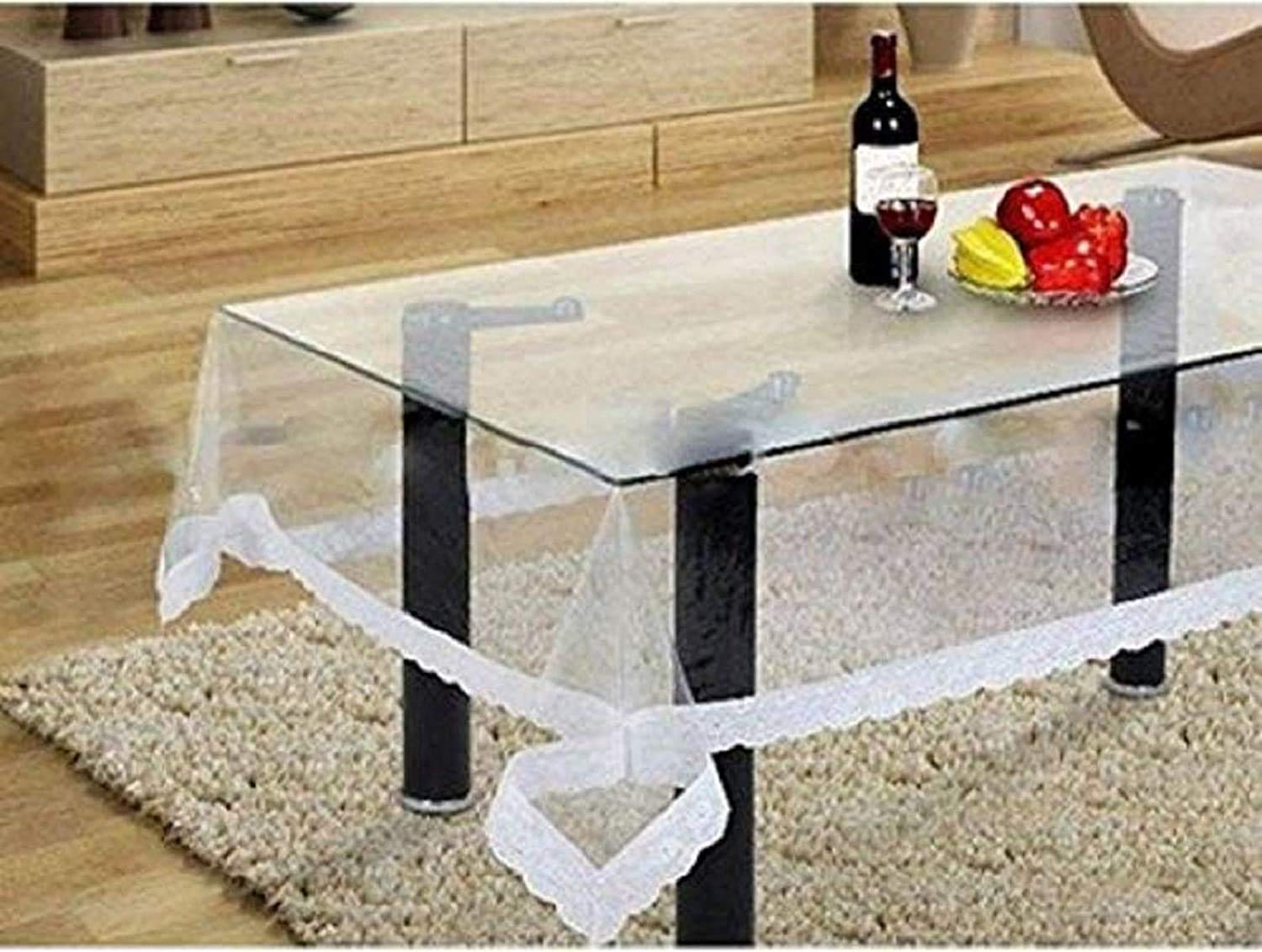 CASA-NEST 4 Seater Table Cover,Size =40x60 (W x L) NCH,Pack of 1 pc,Transparent with White LAce (B07NWFRKCZ) Amazon Price History, Amazon Price Tracker
