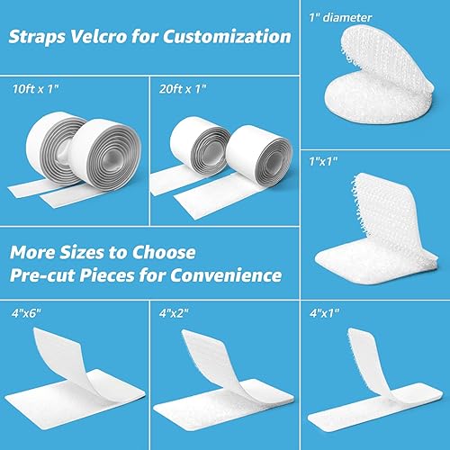 Miniatura 4 de Art3d Rollos de gancho y bucle de 4 pies x 1 pulgada con parte trasera adhesiva, tira adhesiva Command de doble cara resistente, color blanco