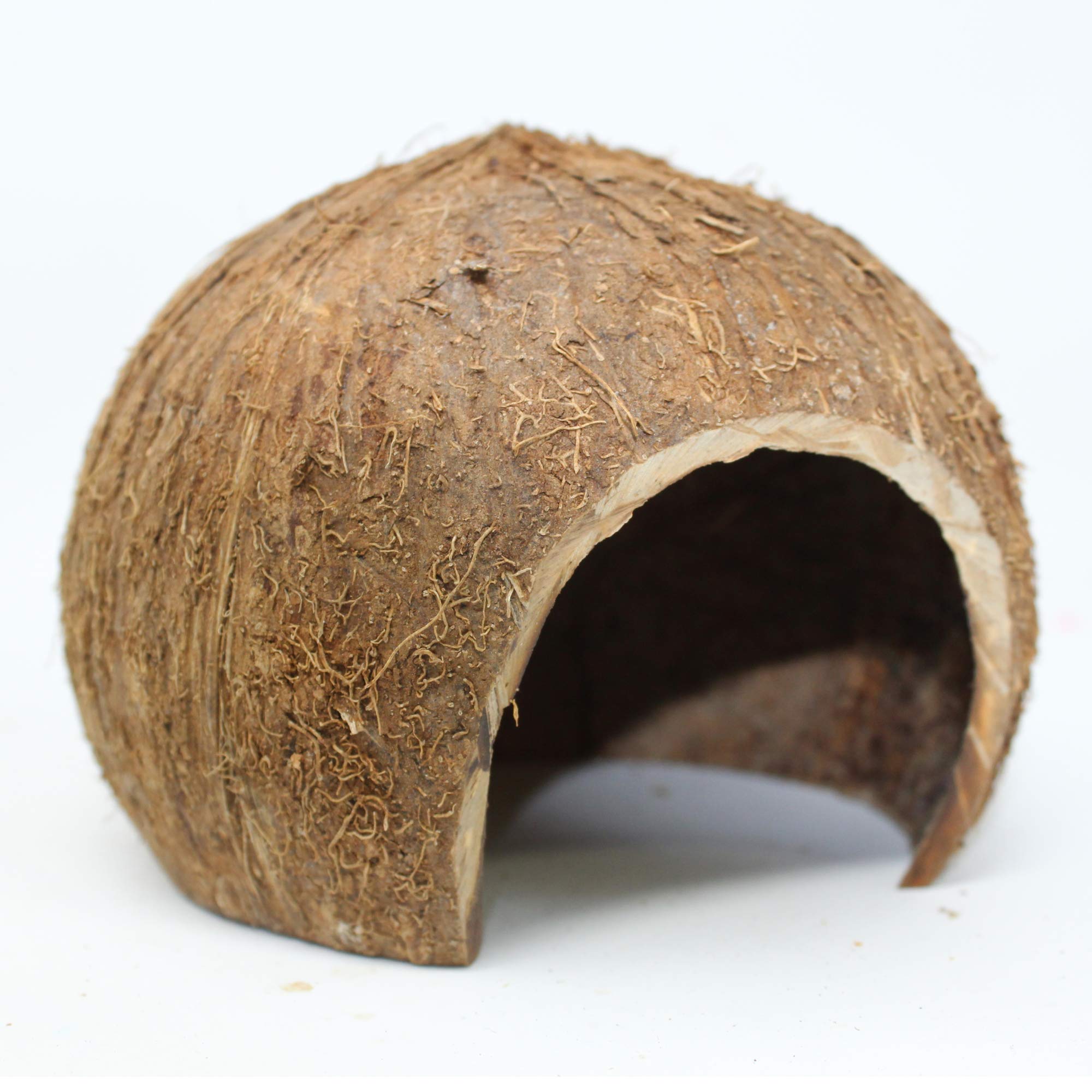 Needzo Natural Coconut Hut for Hermit Crabs, Reptile Hideout Spacious Tunnel for Small Pets, 5x4 Inches