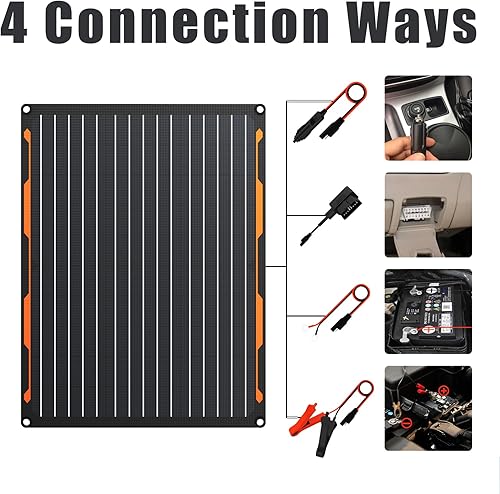 Miniatura 2 de FlexSolar Kit de cargador de panel solar de 20 W y 12 V con controlador de carga integrado, cargador de batería solar impermeable portátil, enchufe