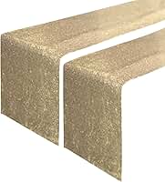 JYFLZQ Caminho de mesa champanhe, paetê, 30,5 x 182,8 cm, pacote com 2 panos de mesa brilhantes pretos metálicos com glitter, para decorações de mesa, festa de aniversário, evento