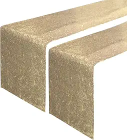 JYFLZQ Caminho de mesa champanhe, paetê, 30,5 x 274,3 cm, pacote com 2 panos de mesa brilhantes pretos metálicos com glitter, para decorações de mesa, festa de aniversário, evento