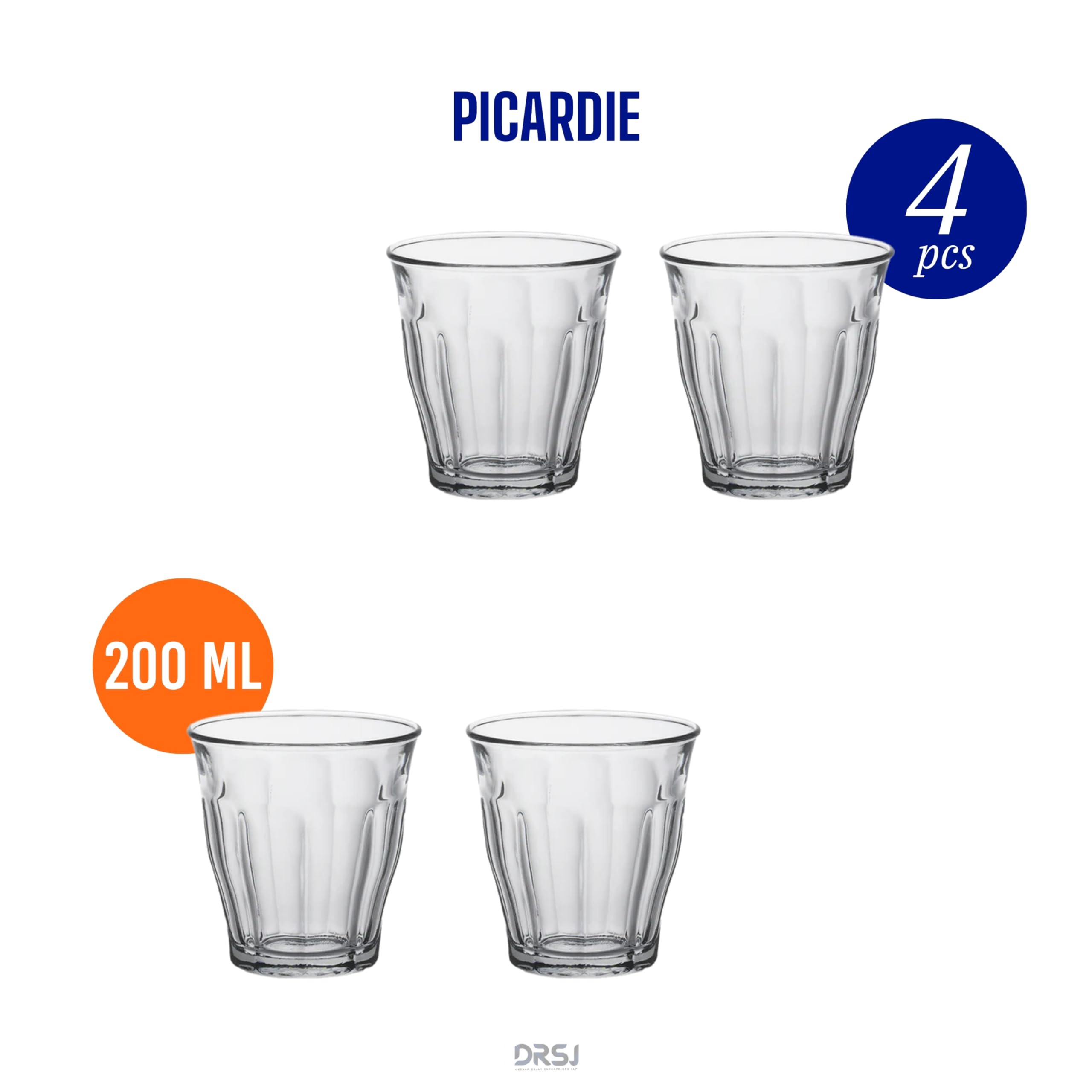 Duralex® Picardie Glass Tumbler 220ML Set of 4 Glasses 2