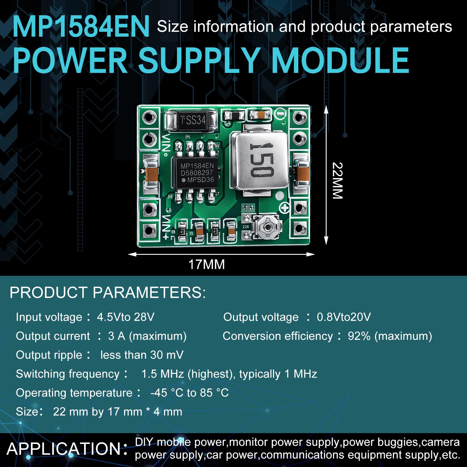 Snapklik.com : 24 Pack MP1584EN DC-DC Buck Converter Adjustable Power ...