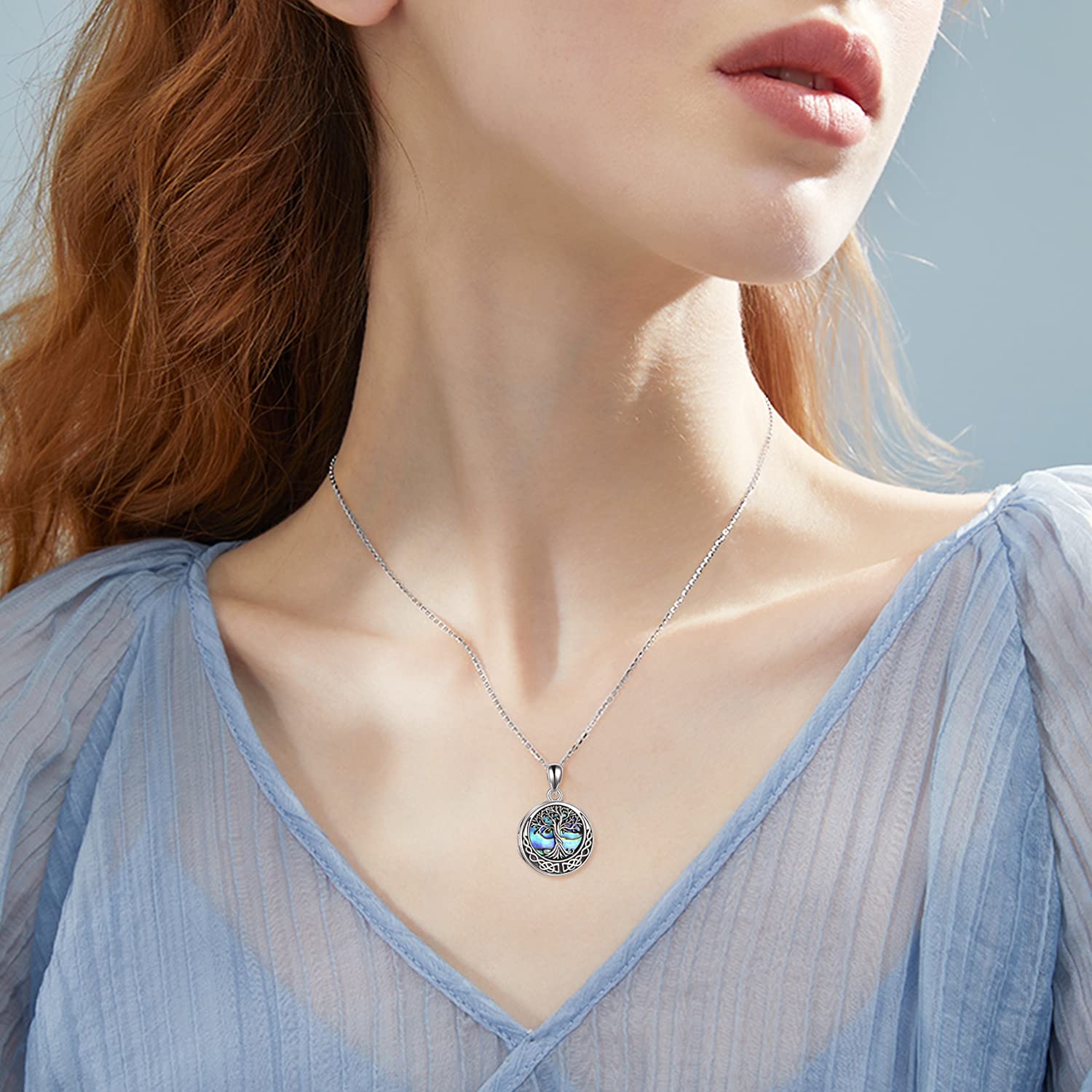 YAFEINI Collana con medaglione con albero della vita, S925, in argento Sterling con foto e albero della vita, medaglione, ciondolo per donna e fidanzata, Argento sterling
