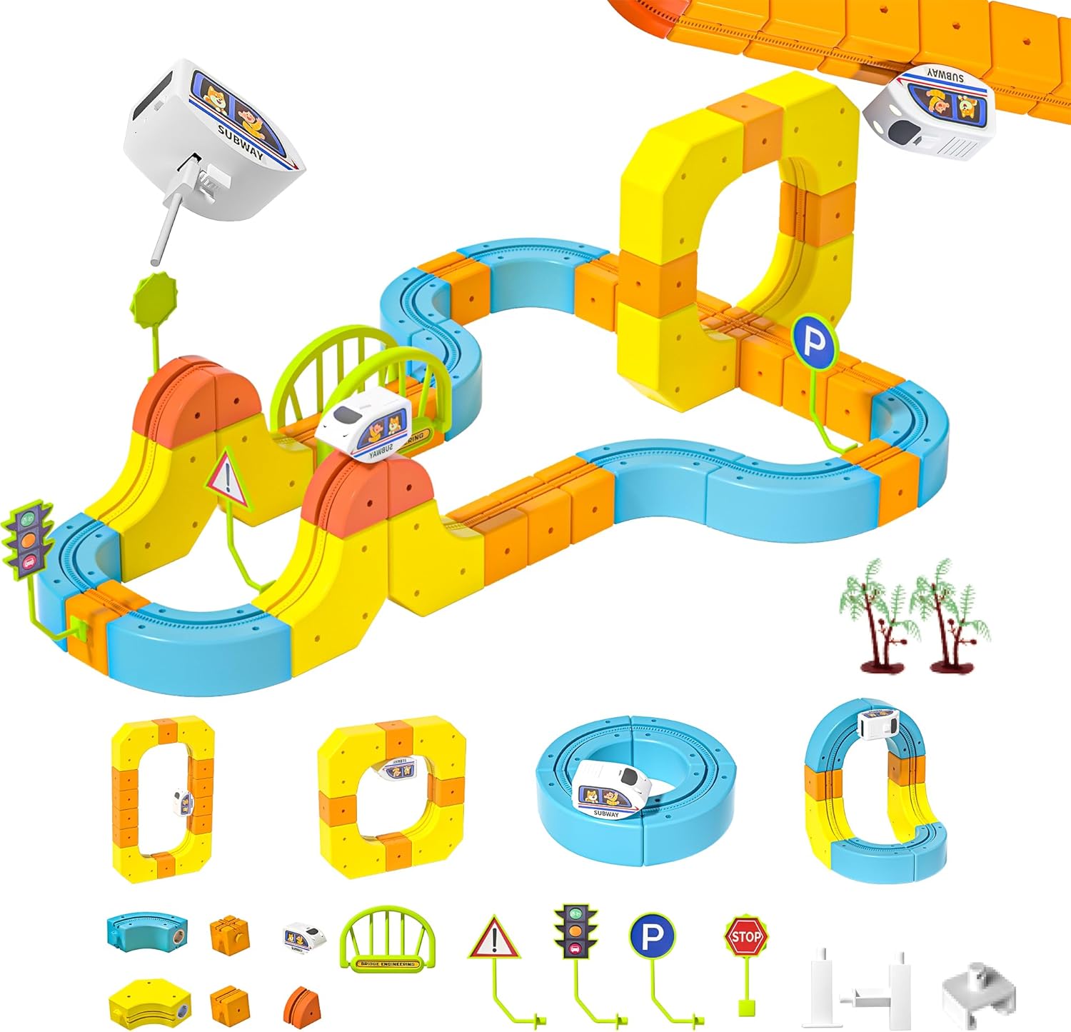 Electric Train Set for Kids, Cube Track with Motorized Engine, 3D Gravity-Defying STEM Toy for Kids Ages 3-8, Boys & Girls Building Gift (91 Pcs)