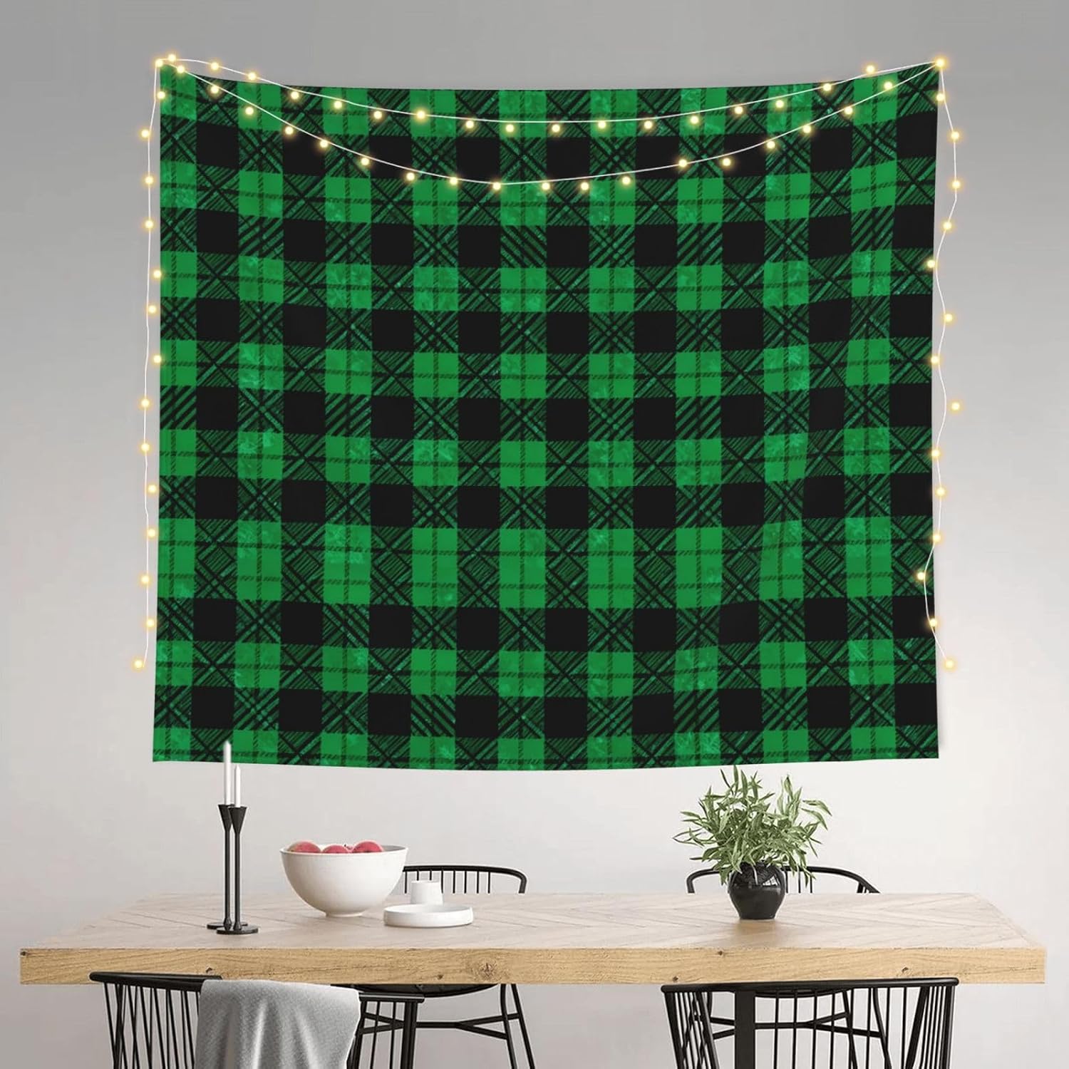 VAFZASC 50x60 Inch Tapestry Reusable Wall Blanket Green Scottish Tartan Plaid, Sofa Cover Decorative Accessory for Cozy Home Dorm Room