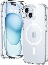 ESR Case Set for iPhone 15 Plus, 1 Tempered Glass Screen Protector, 1 Set Lens Protectors, MagSafe Case Resistant Yellowing and Scratches, Classic Series, Transparent