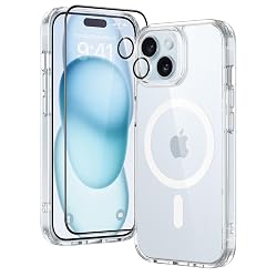 ESR for iPhone 15 Plus Case Set, 1 Tempered-Glass Screen Protector, 1 Set of Lens Protectors, Military-Grade Protection, Yellowing and Scratch Resistant MagSafe Phone Case, Classi…