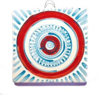 Geometric tile - Ceramic tile handmade,size inch 3.9x3.9x0.3 inch Made in Italy,Tuscany.Created by Davide Pacini.