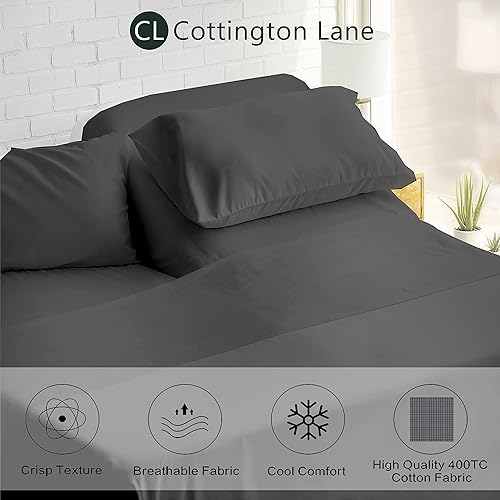 Miniatura 2 de Juego de sábanas divididas tamaño King para cama ajustable, juego de 5 piezas, 100% algodón, sábanas bajeras individuales XL (gris oscuro)