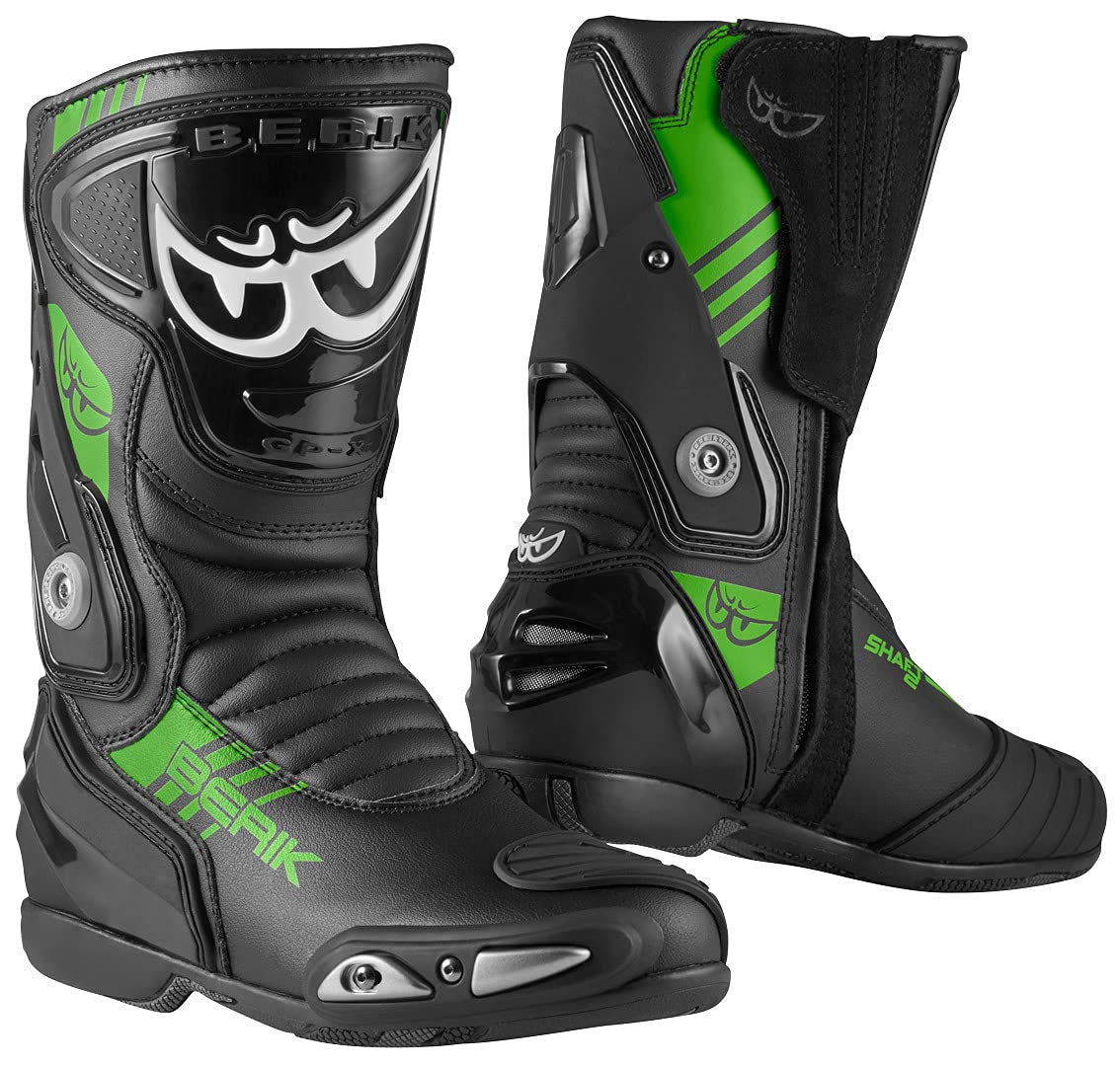 Berik Shaft 3.0 Stivali da moto, nero/verde, 42